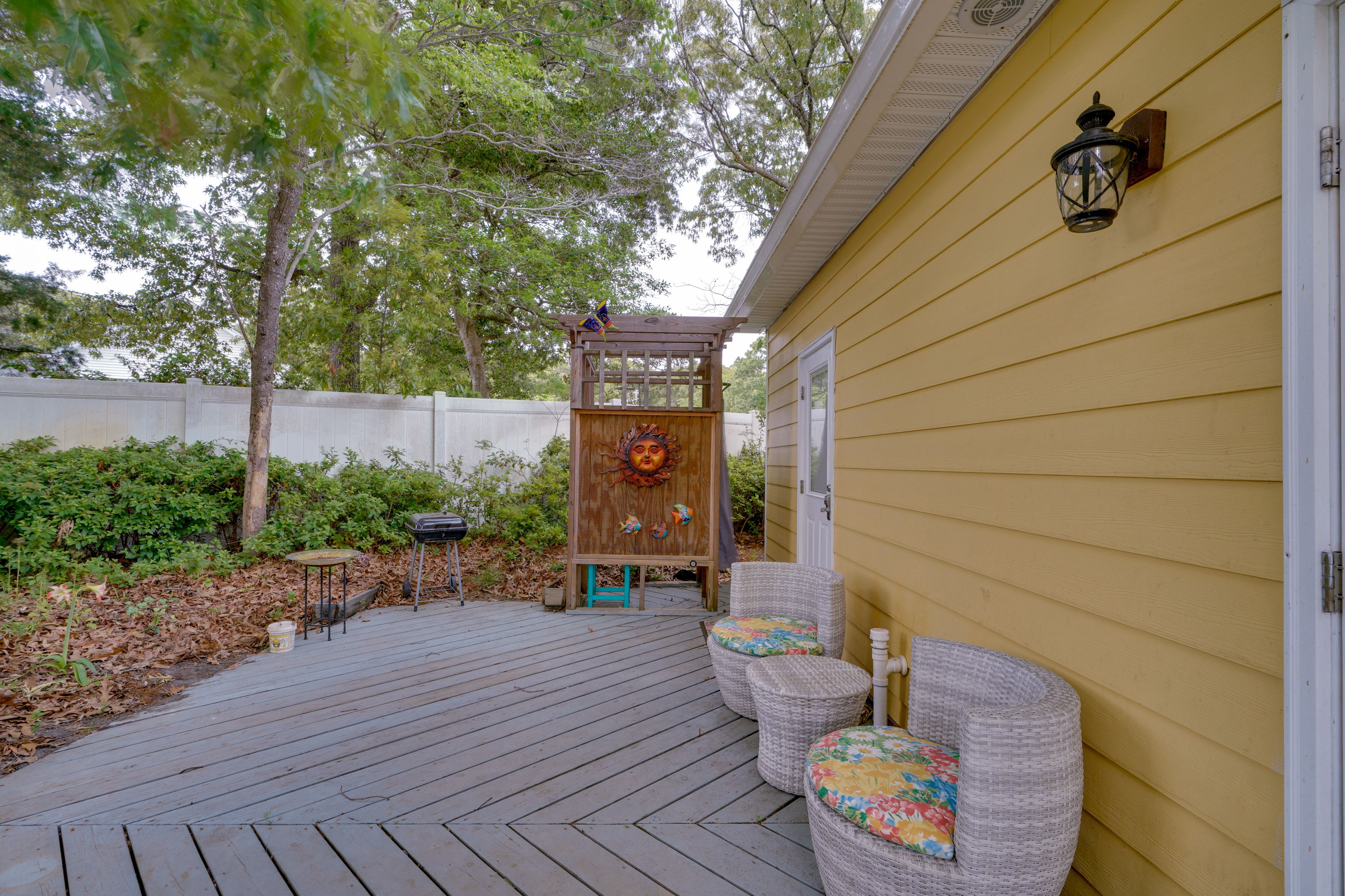 Private Patio | Charcoal Grill | Outdoor Shower