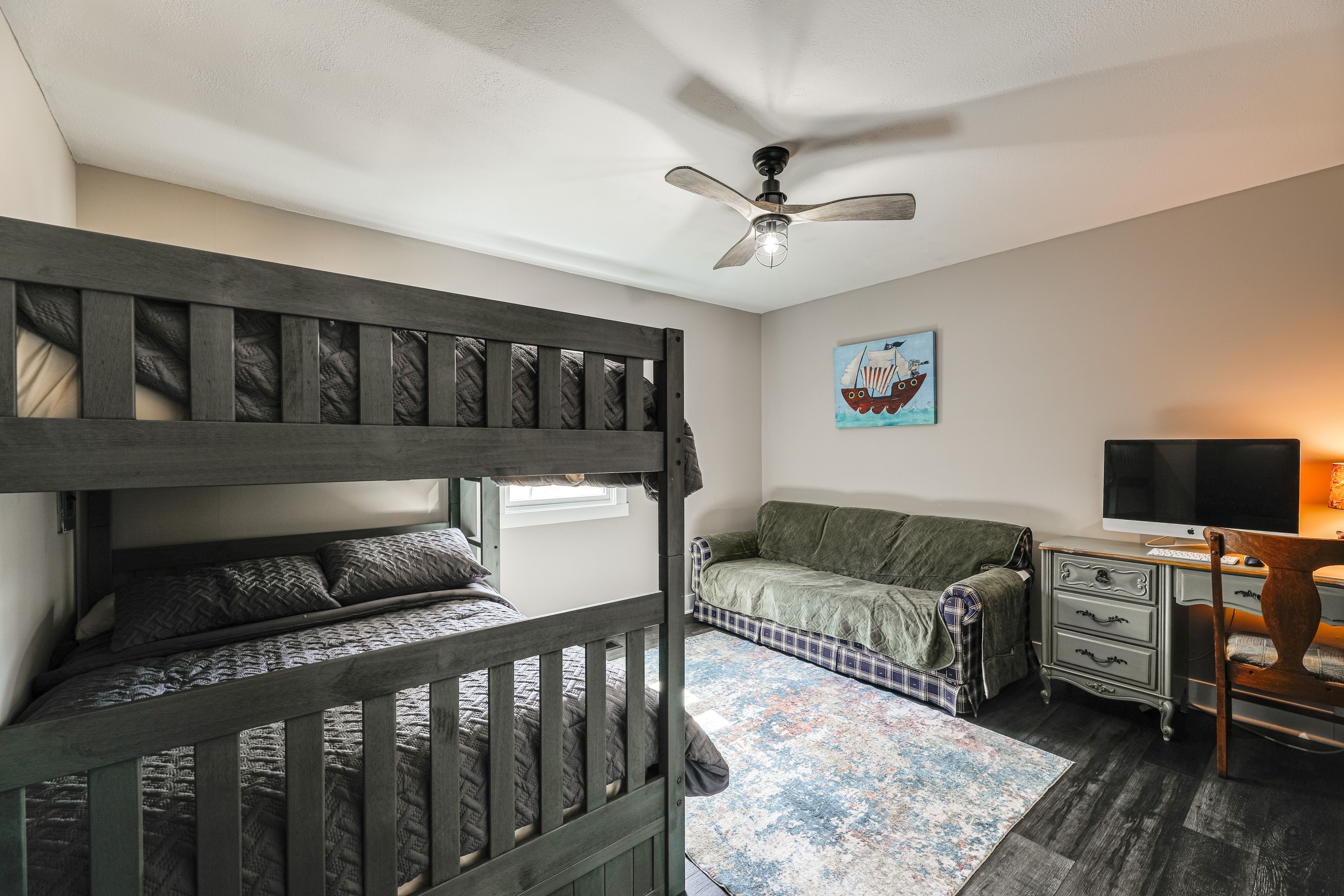 Bedroom 2 | 1st Floor | Full Bunk Bed | Full Sleeper Sofa | Desk w/ Computer