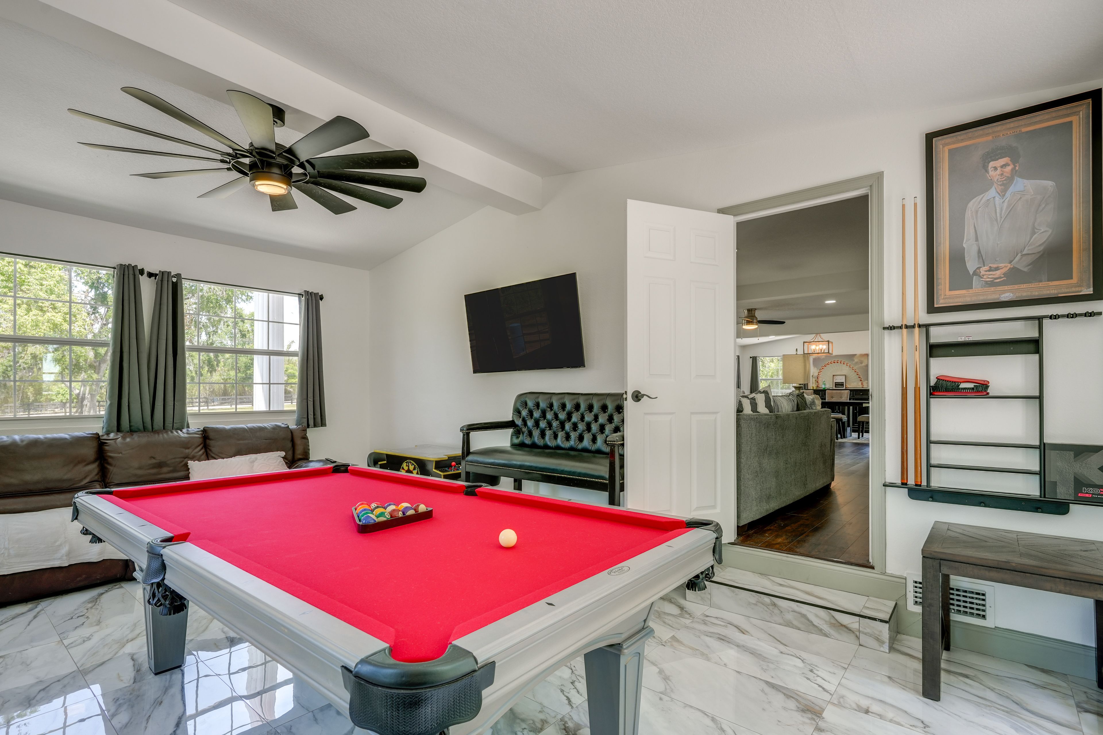 Game Room | 1st Floor (2 Steps Required) | Pool Table | Pac-Man Arcade Table