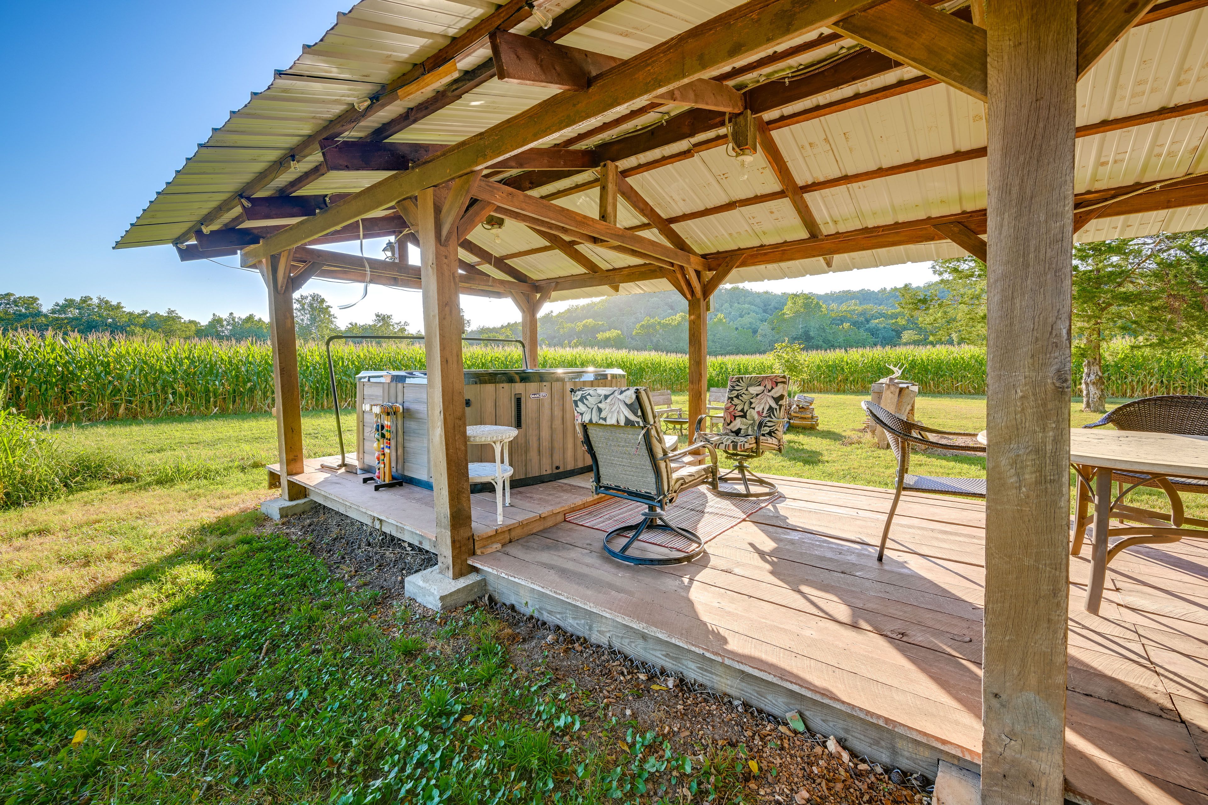 Covered Patio | Private Hot Tub | Outdoor Seating & Dining