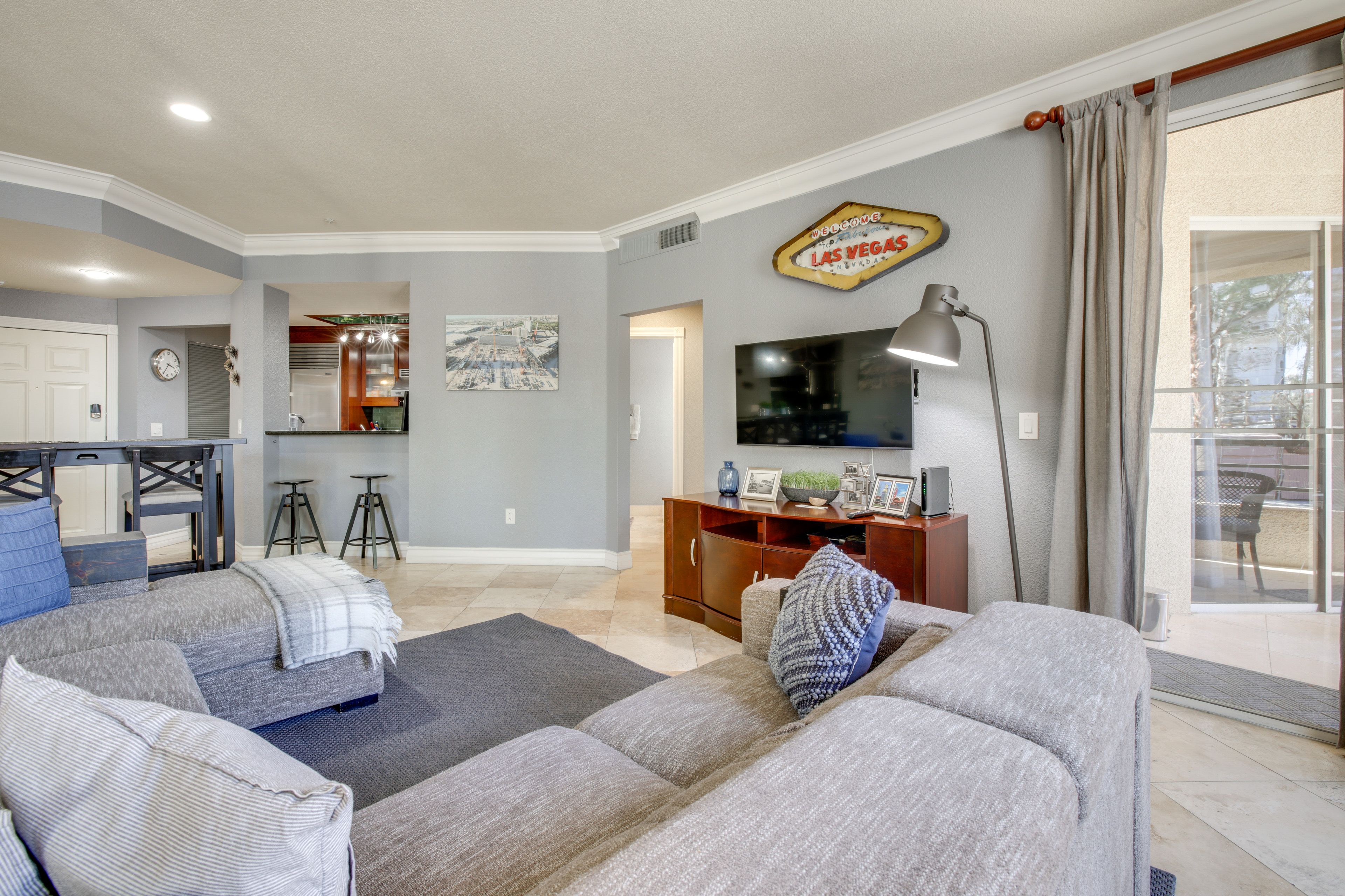 Living Room | Single-Story Condo | Desk Workspace | Queen Sleeper Sofa