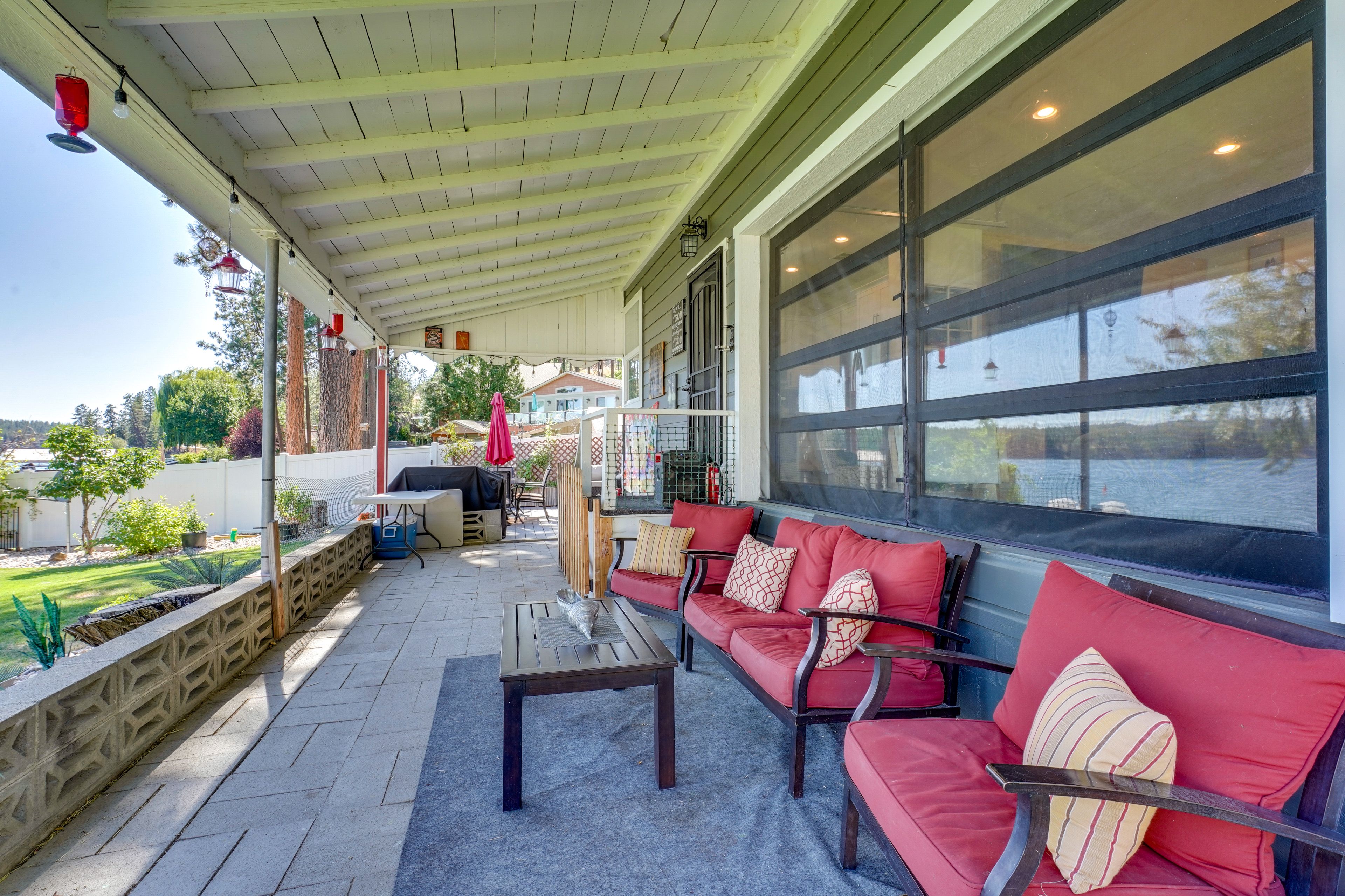 Covered Patio | Outdoor Seating w/ Water View