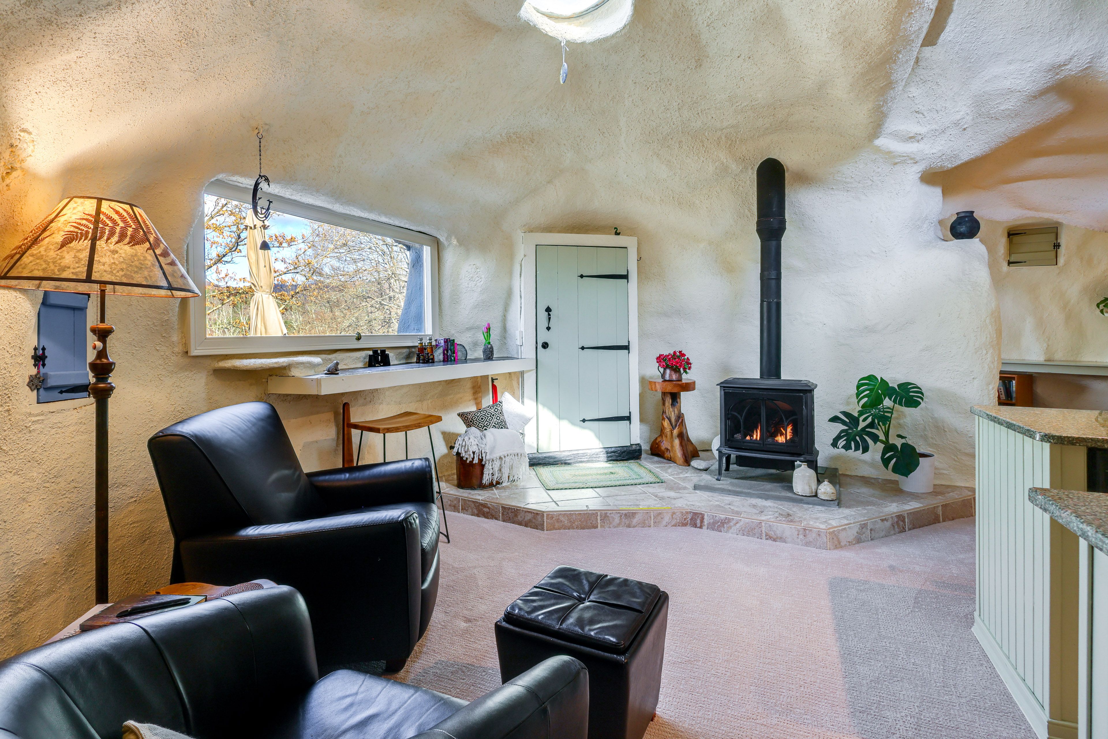 Living Room | Portable A/C Unit | Wood-Burning Stove
