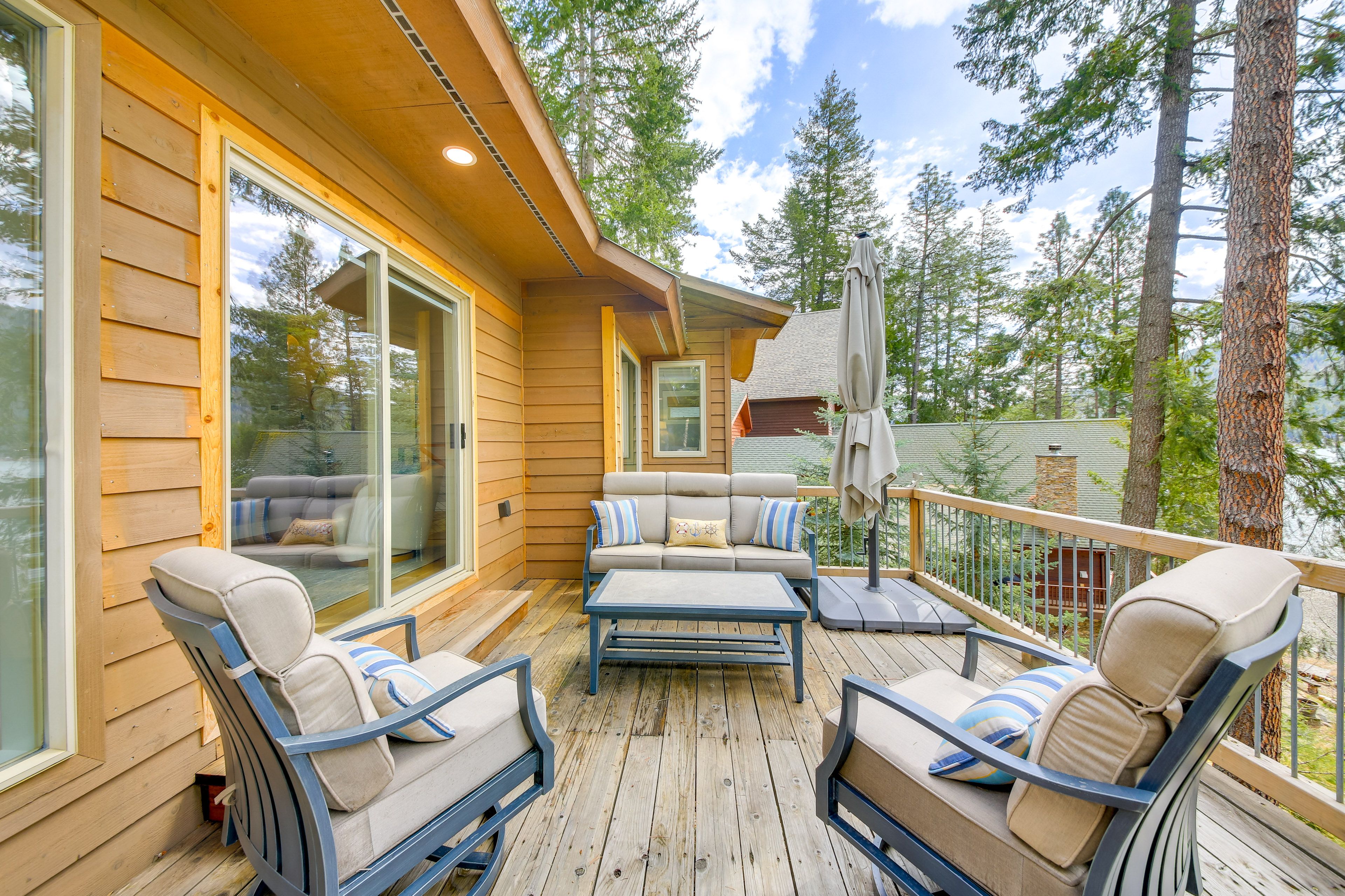 Deck | Gas Grill | Lake & Mountain Views | Seating
