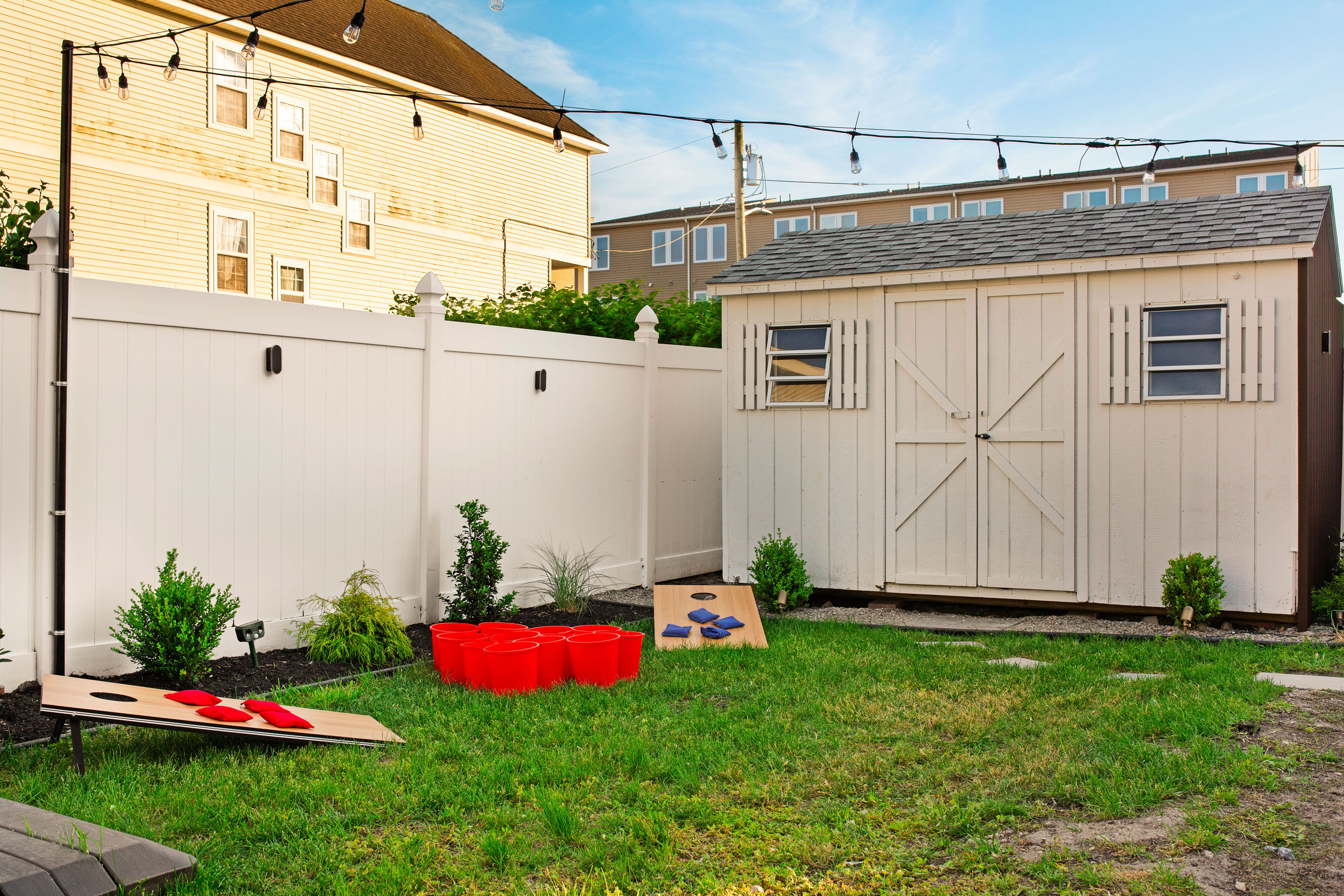 Challenge your group to some friendly competition w/ Giant Yard Pong & Cornhole