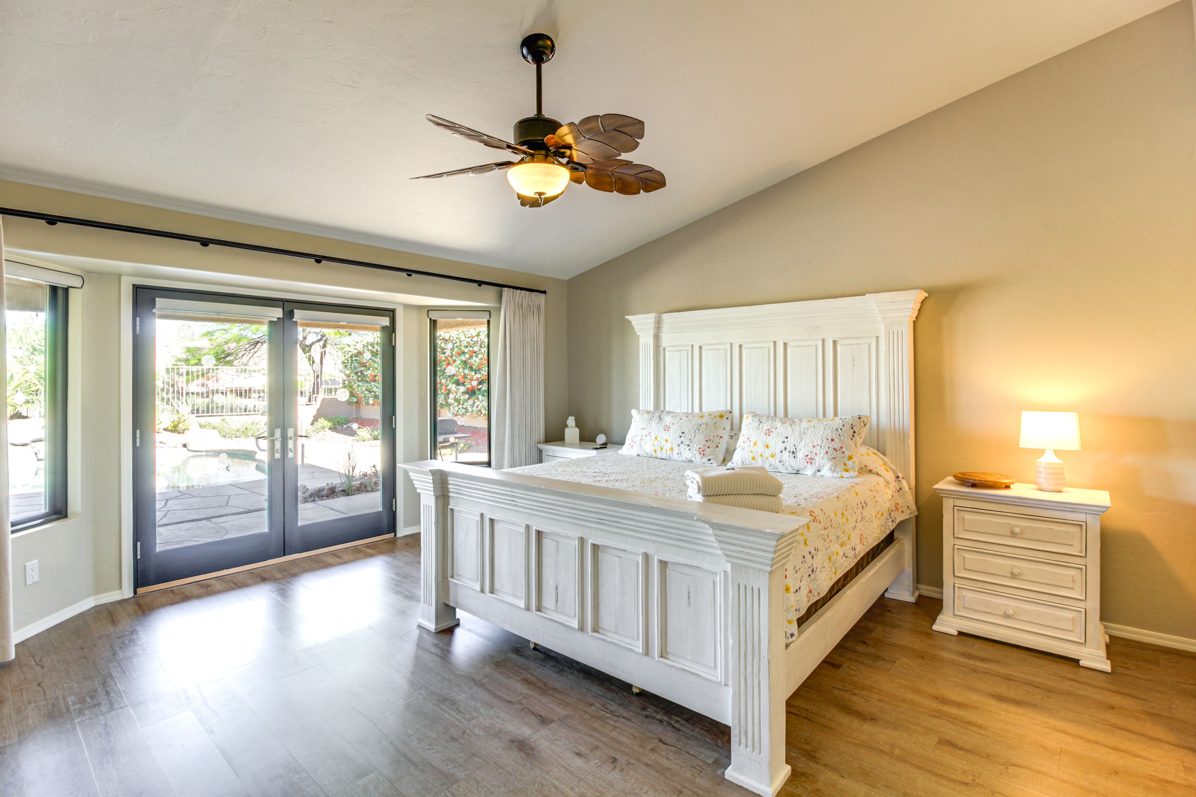 Bedroom 1 | California King Bed | Linens Provided | Smart TV | Patio Access