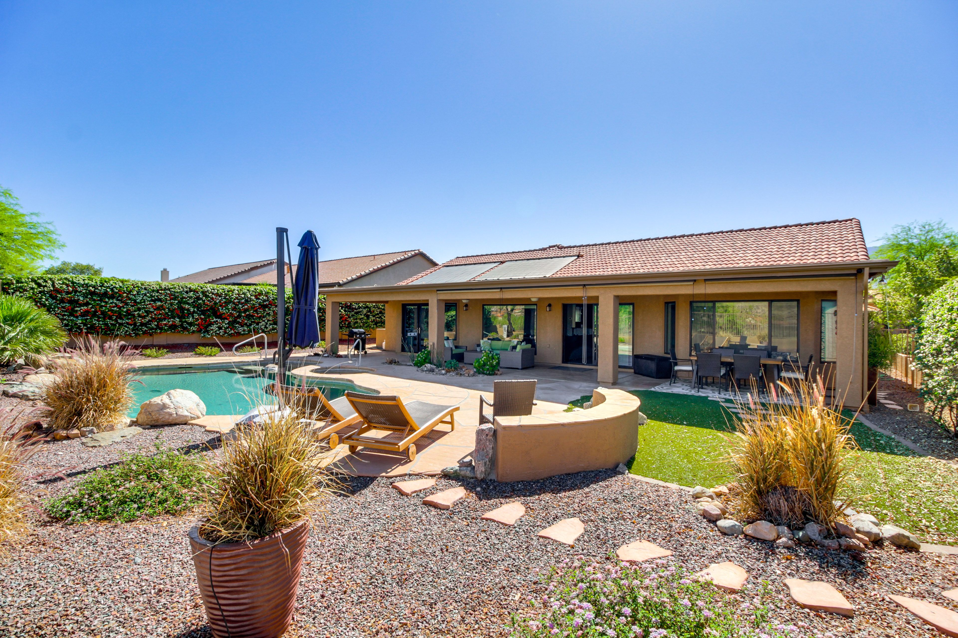 Private Backyard | Seating | Gas Fire Pit | Mountain View