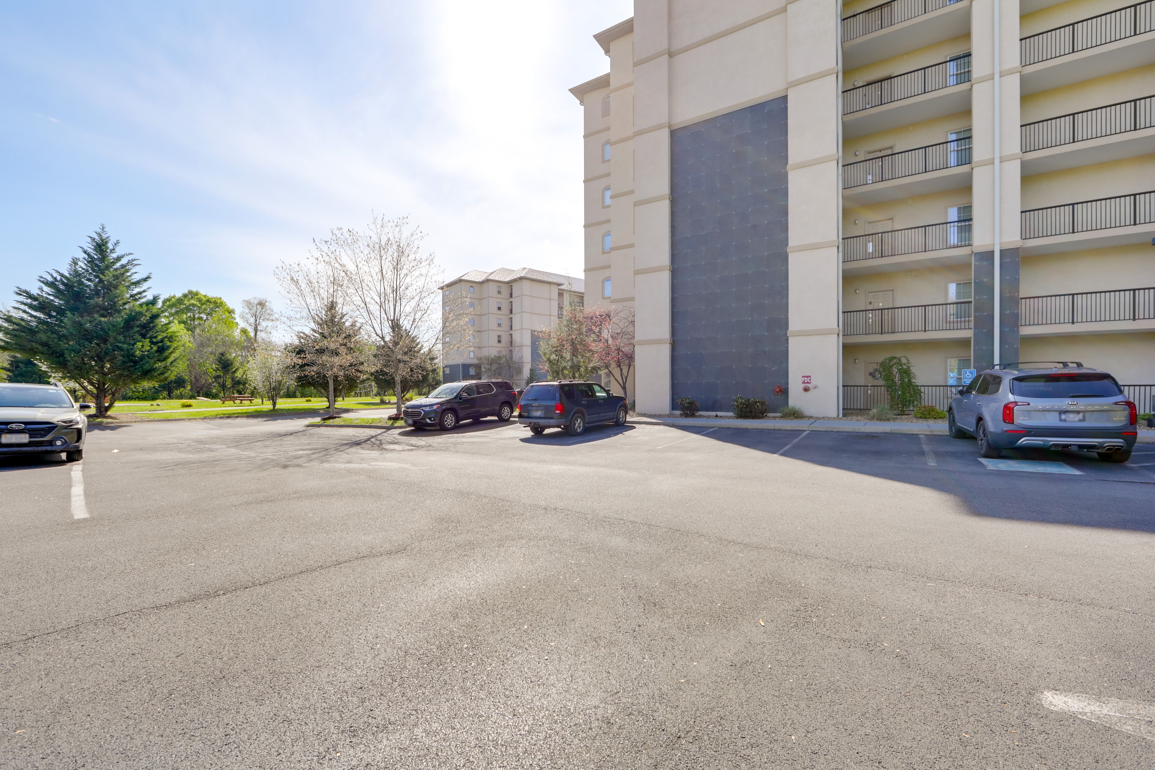 Building Exterior | Open Community Parking Lot (2 Vehicles)
