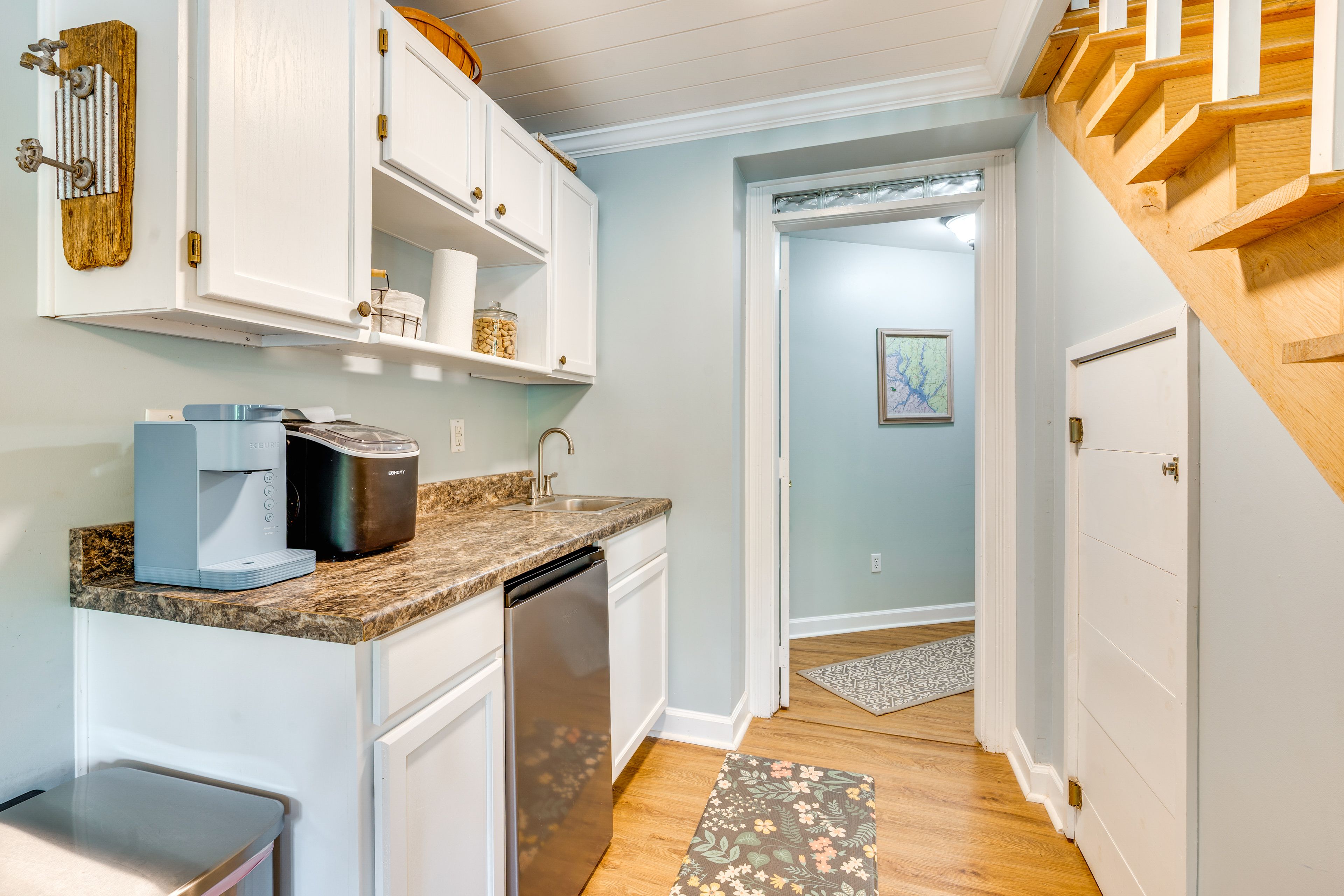 Wet Bar | Lower Level | Mini Fridge | Keurig Coffee Maker