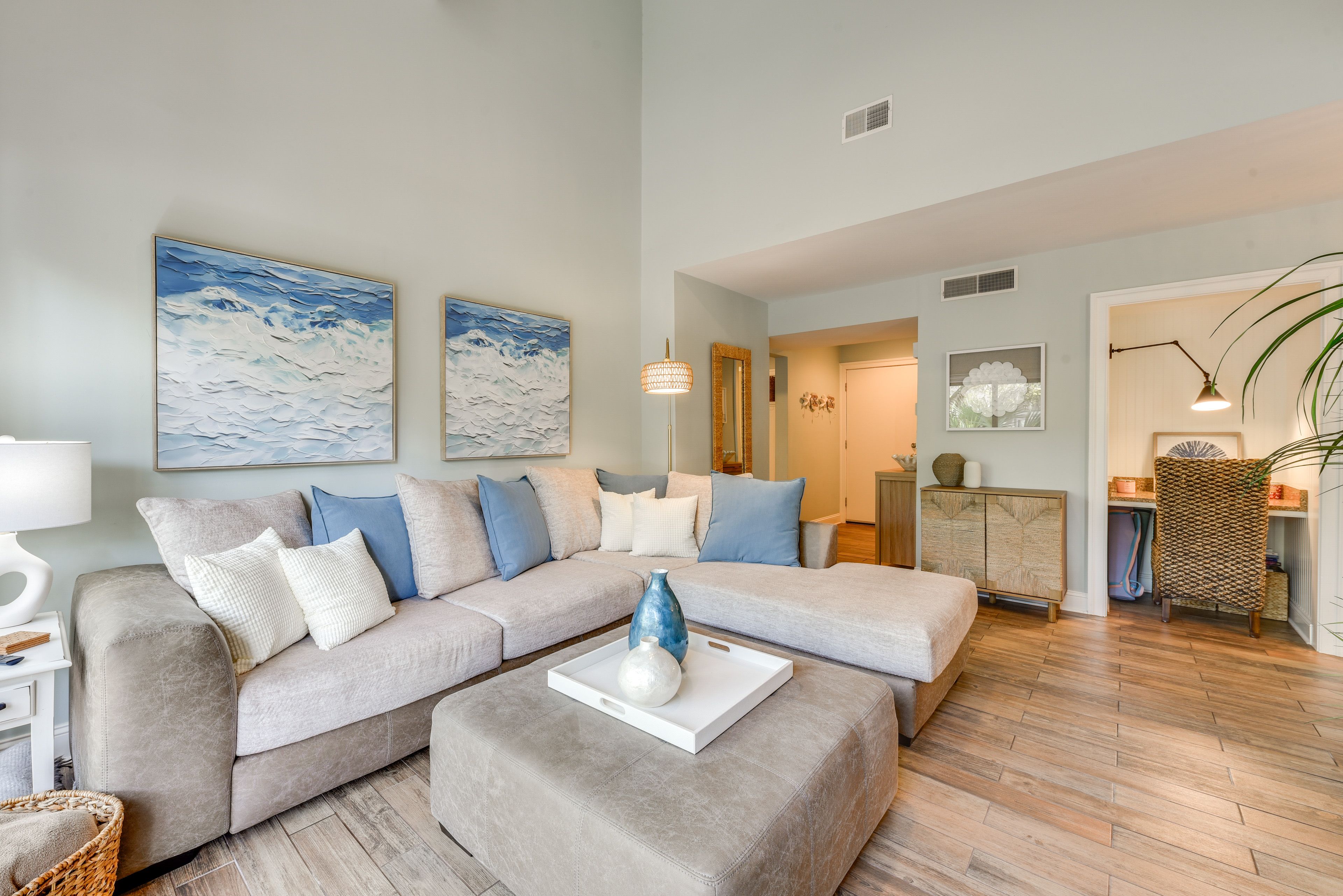Living Area | Smart TV | Electric Fireplace | Laptop Workspace | Free WiFi