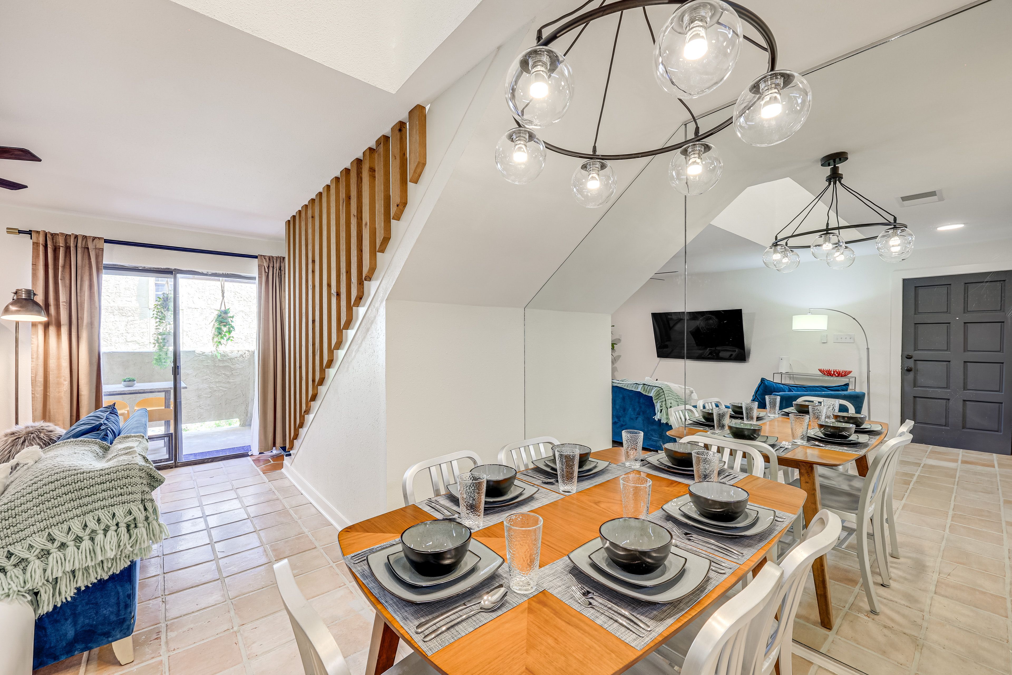 Dining Area | Dishware & Flatware | Central A/C & Heat | 1st Floor
