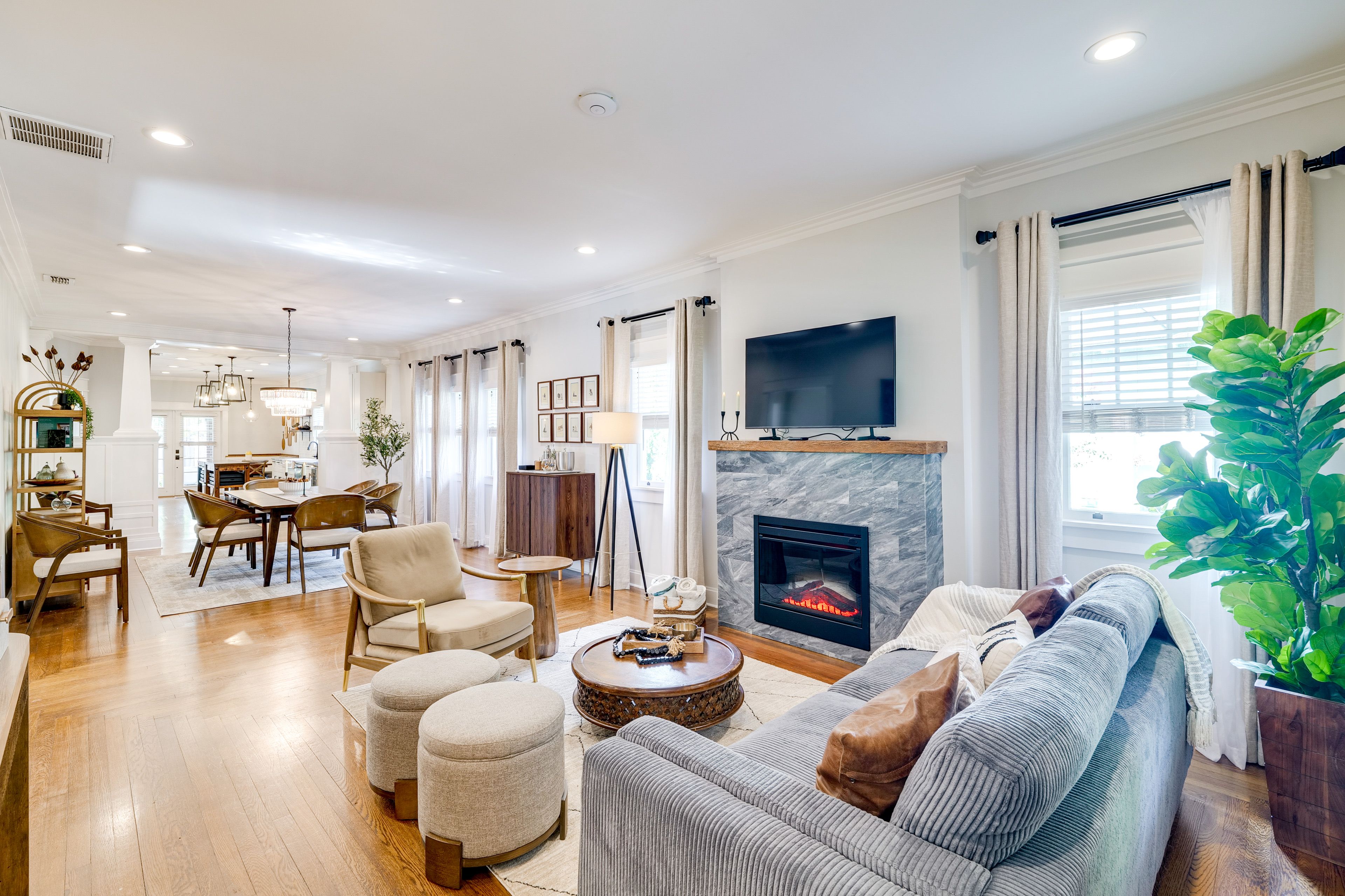 Living Room | Single-Story Home | Open Floor Plan | Central A/C & Heating