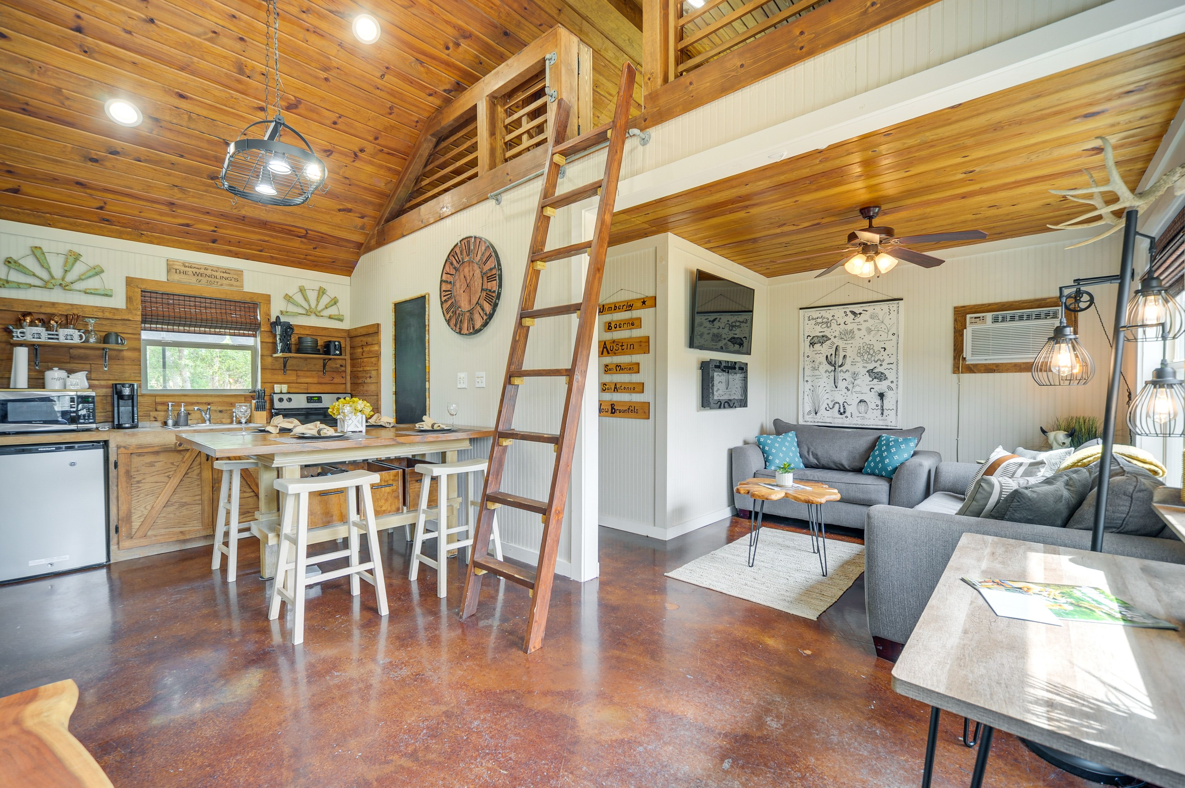 Cabin Interior | 2-Story Property | Open Floor Plan | 3 Wall A/C & Heating Units