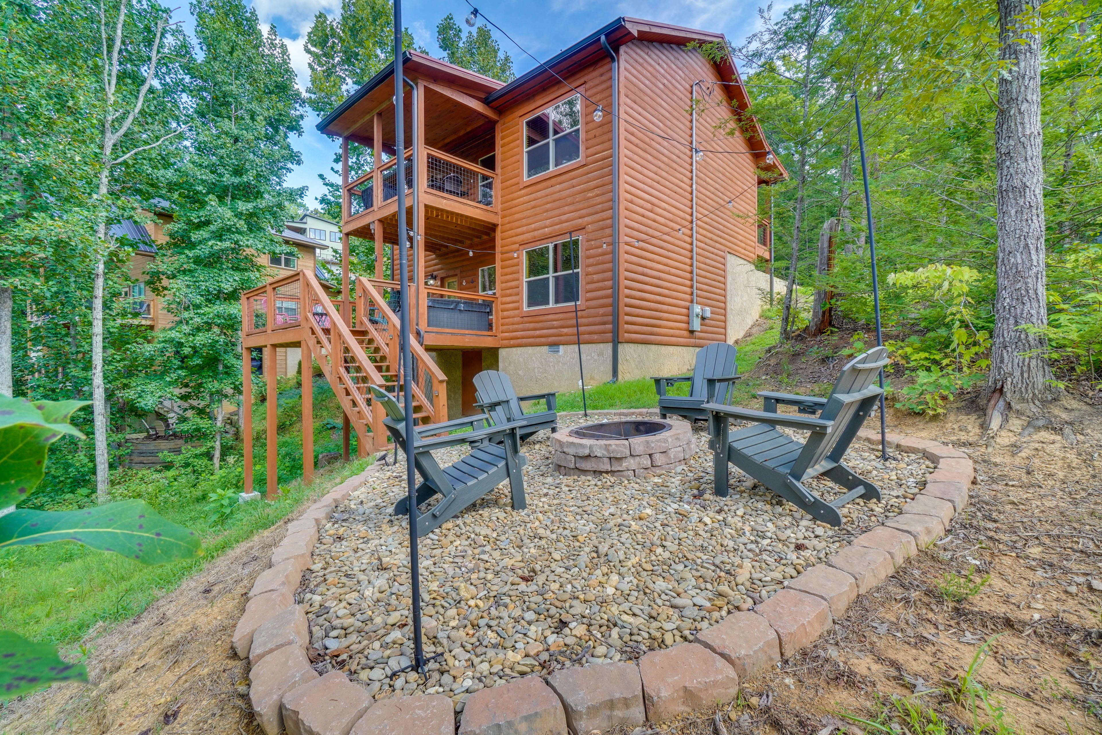 Property Exterior | 2-Story Cabin | Private Hot Tub