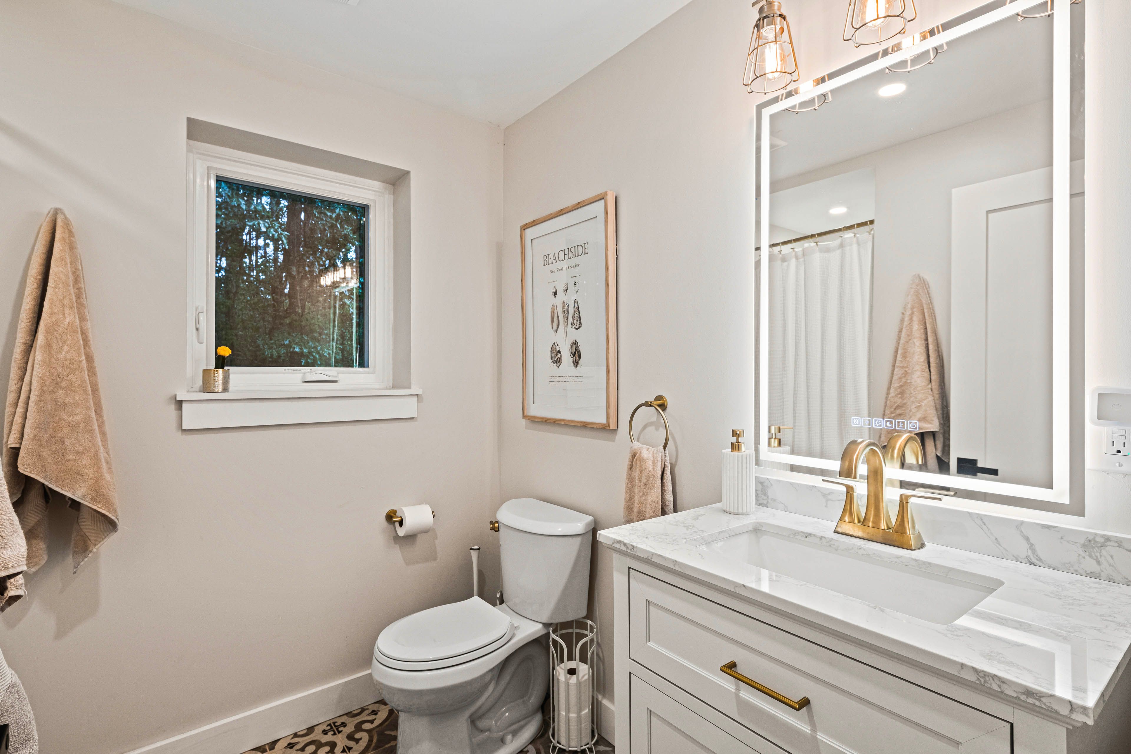 Full Bathroom | 1st Floor | Rainfall Shower | LED Lighted Mirror