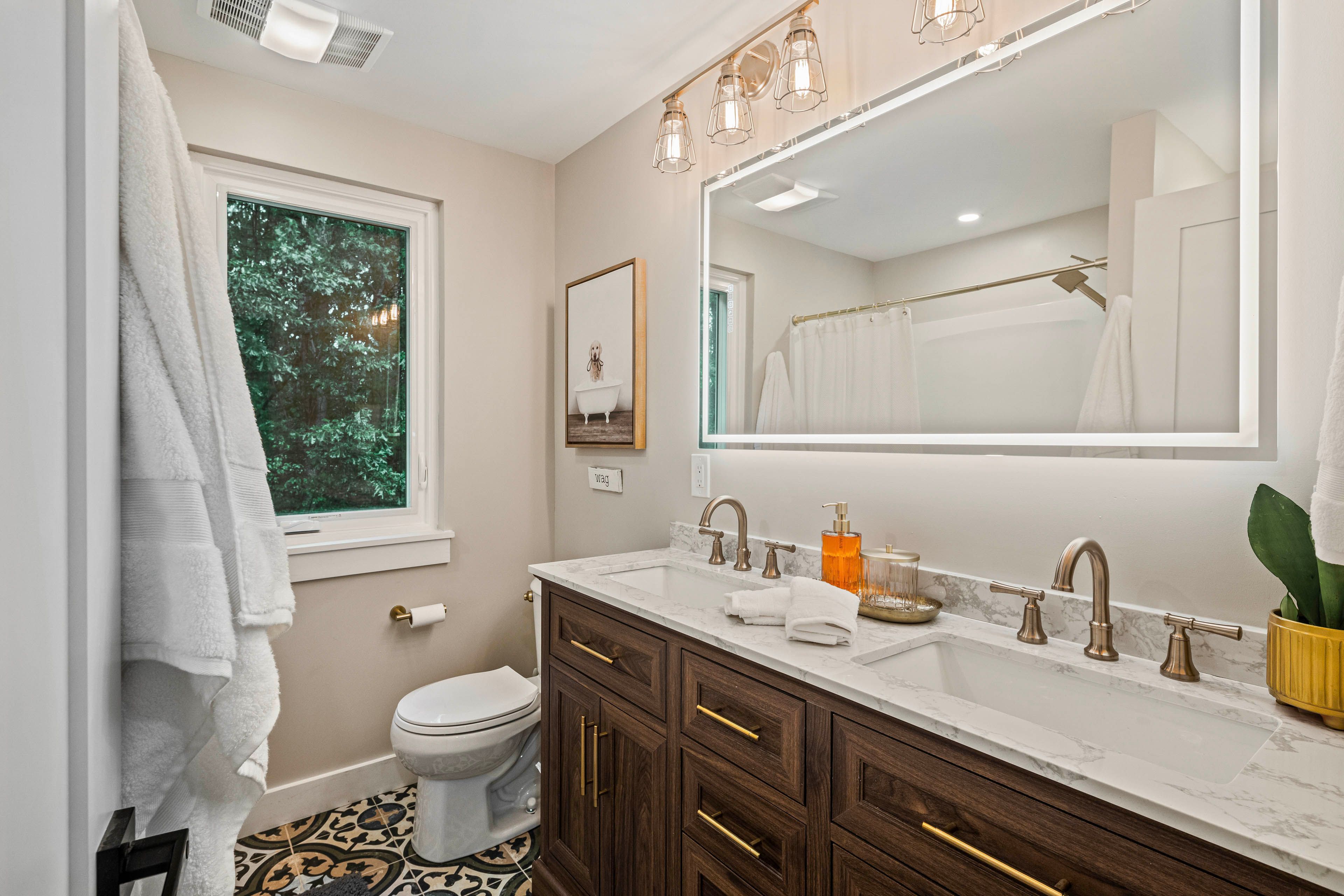 Full Bathroom | 2nd Floor | Towels Provided | Rainfall Shower | Double Vanity