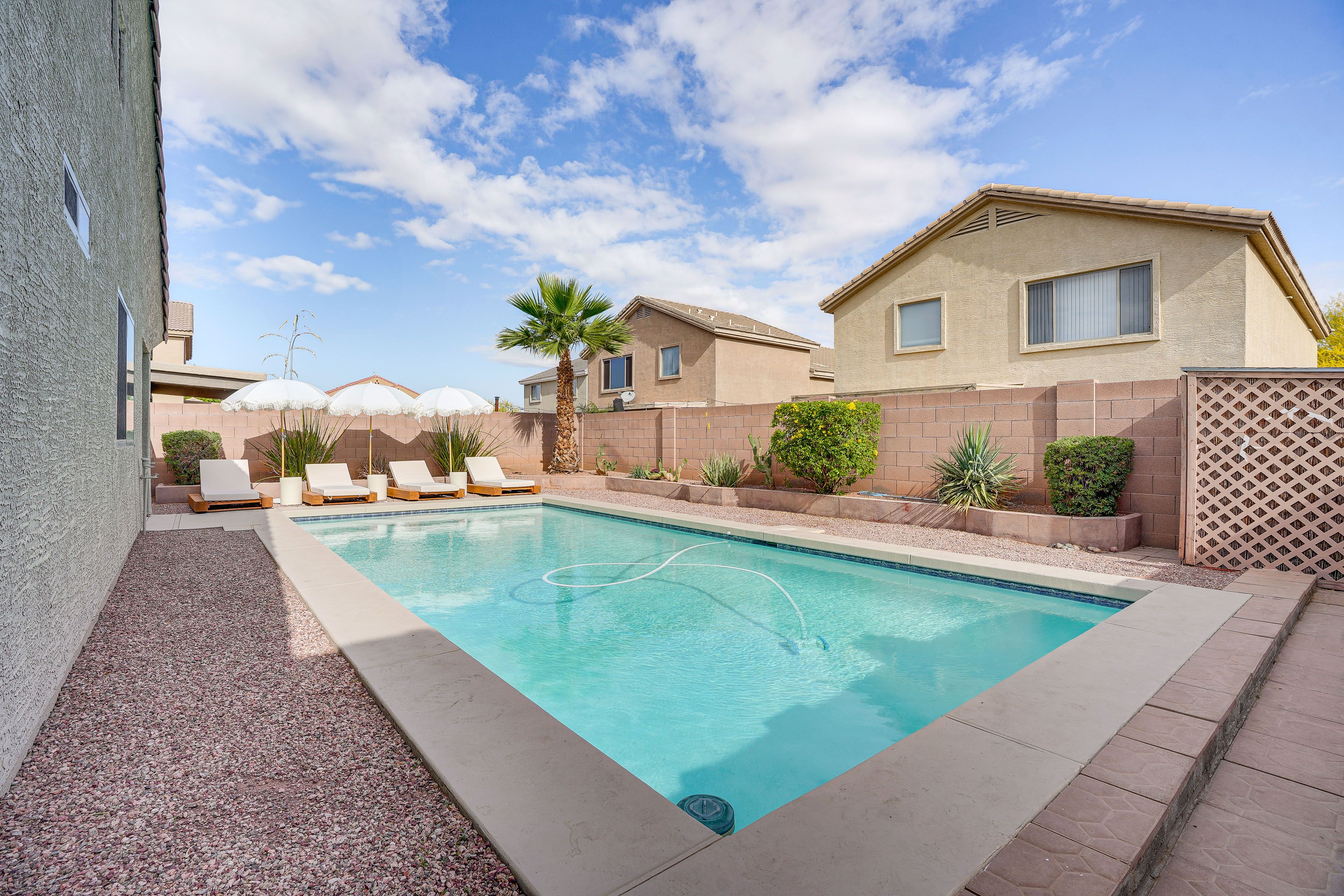 Backyard | Private Outdoor Pool (Not Heated, ) | Lounge Chairs
