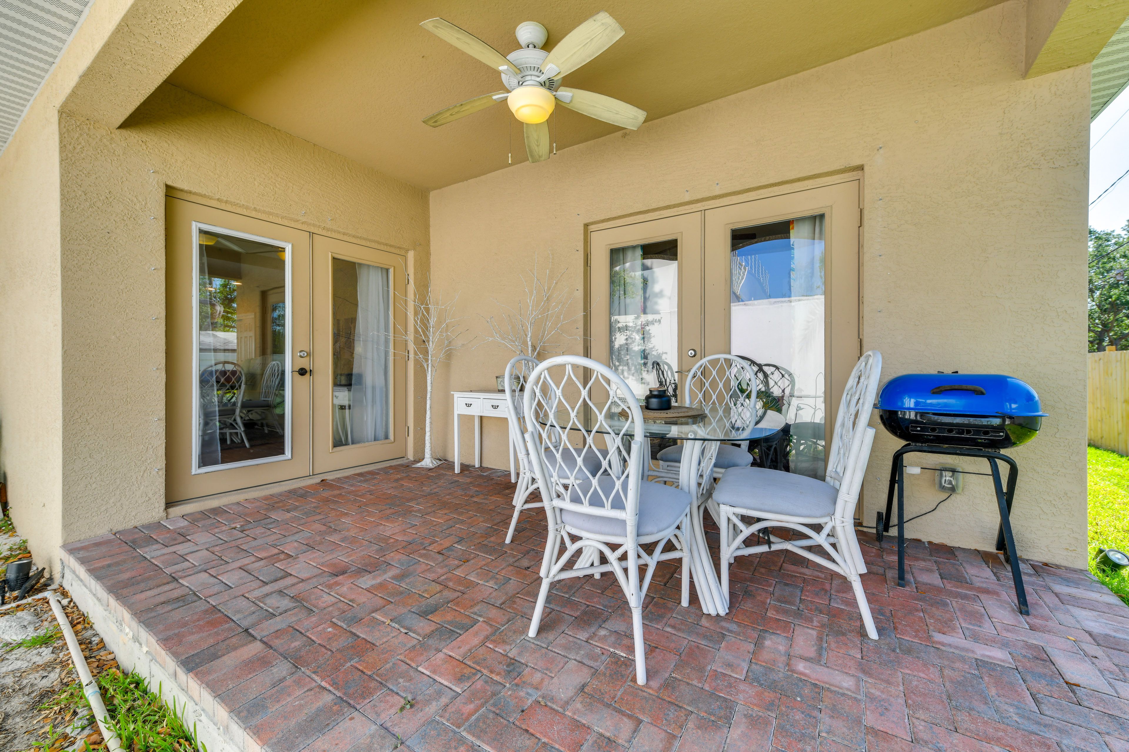 Patio | Charcoal Grill | Single-Story Home
