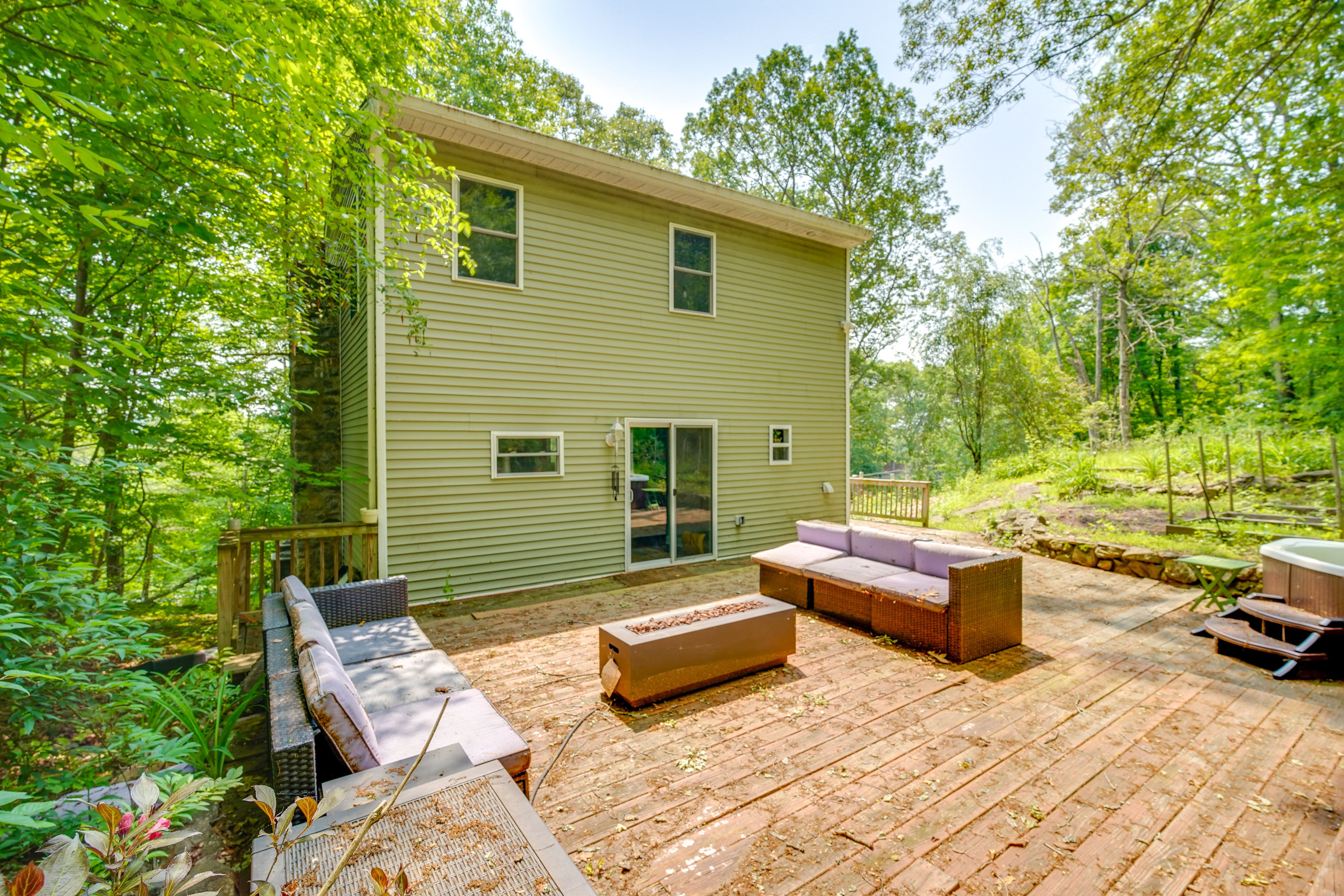 House Exterior | Furnished Deck | Gas Fire Pit | Hot Tub Currently Unavailable