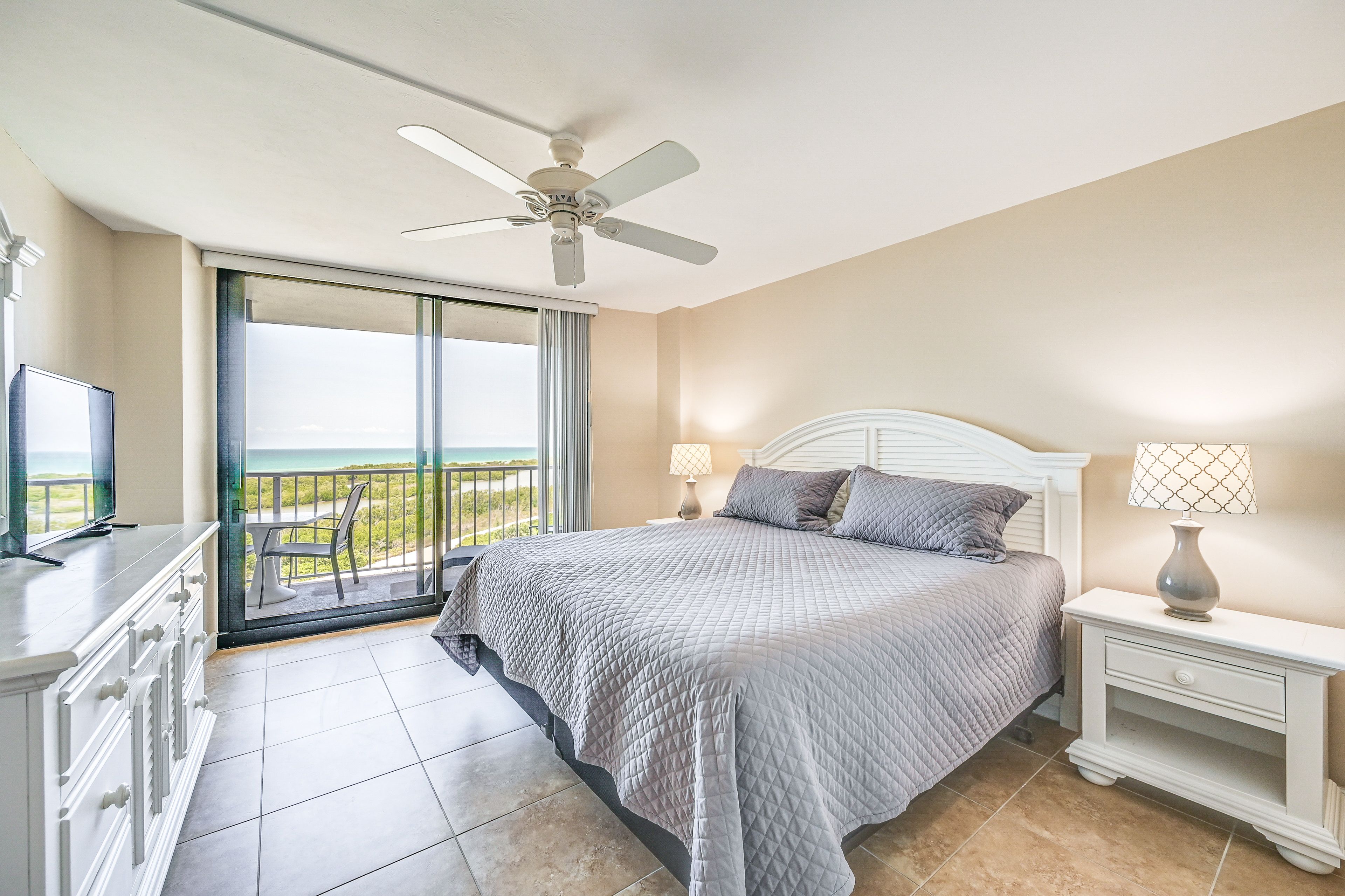 Bedroom 1 | King Bed | Linens Provided | Smart TV | Balcony Access