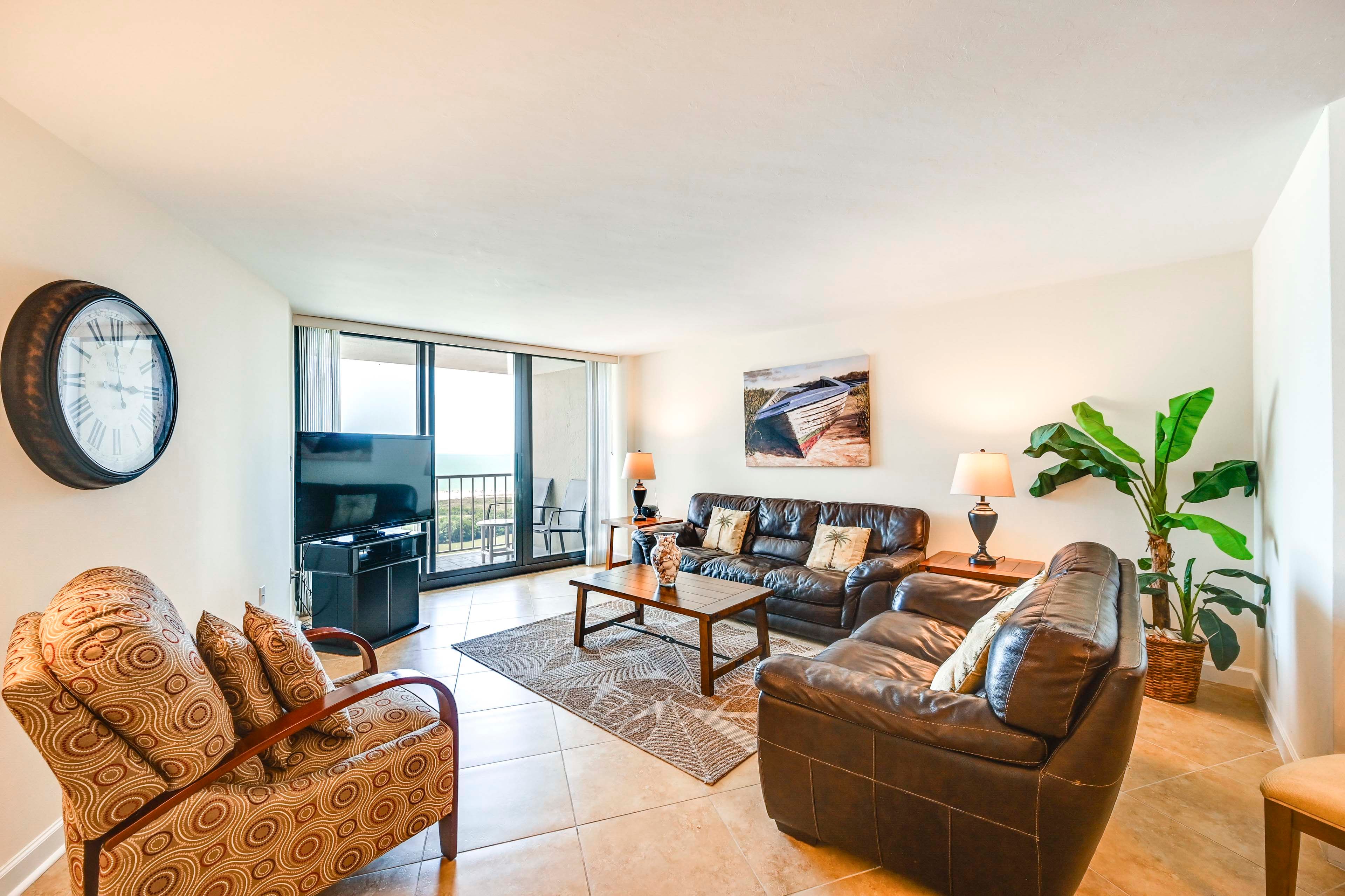Living Room | Free WiFi | Central A/C & Heating | Smart TV | 16th-Floor Condo