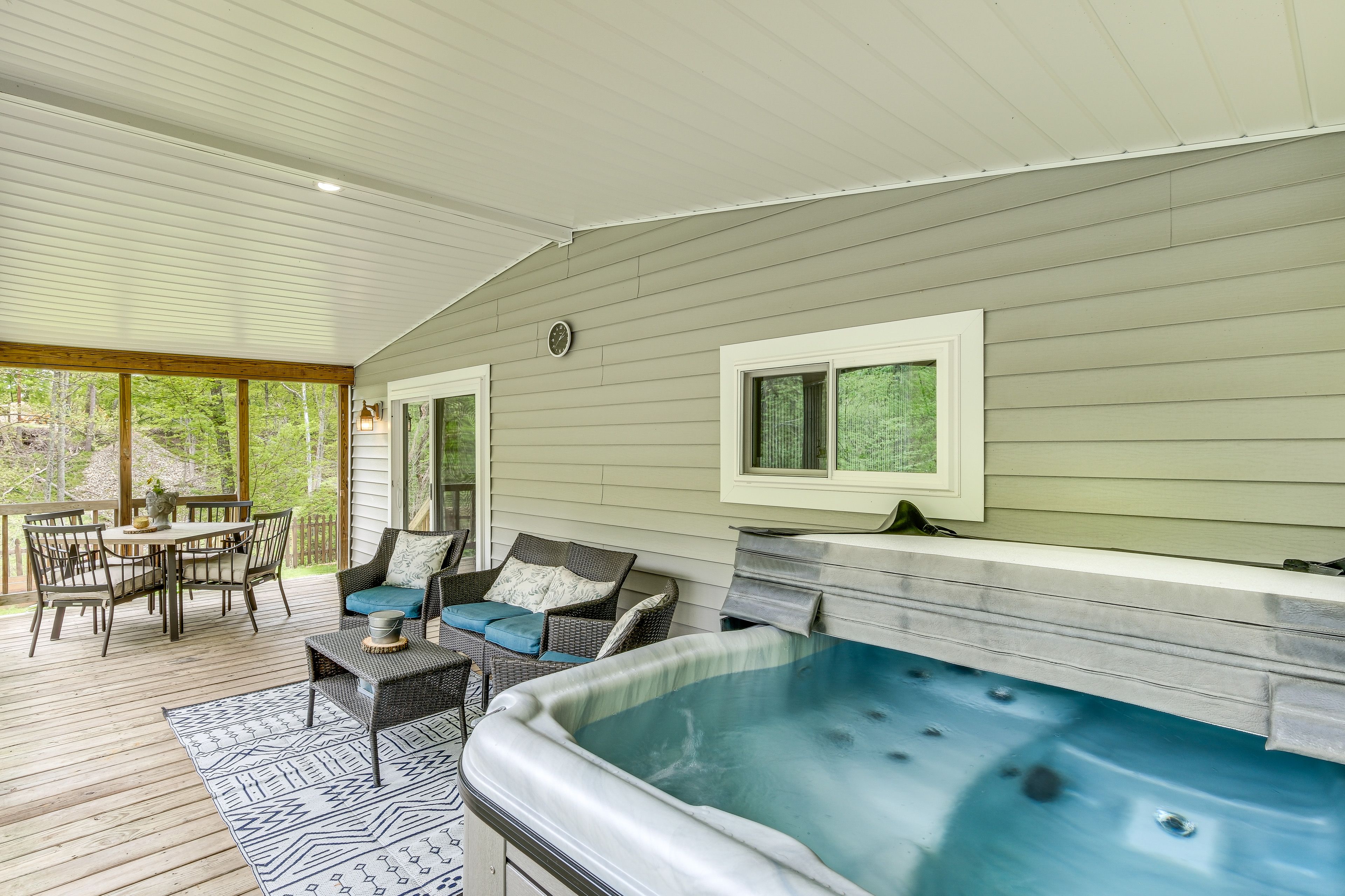 Furnished Porch | Private Hot Tub | 6 Mi to Mohican State Park