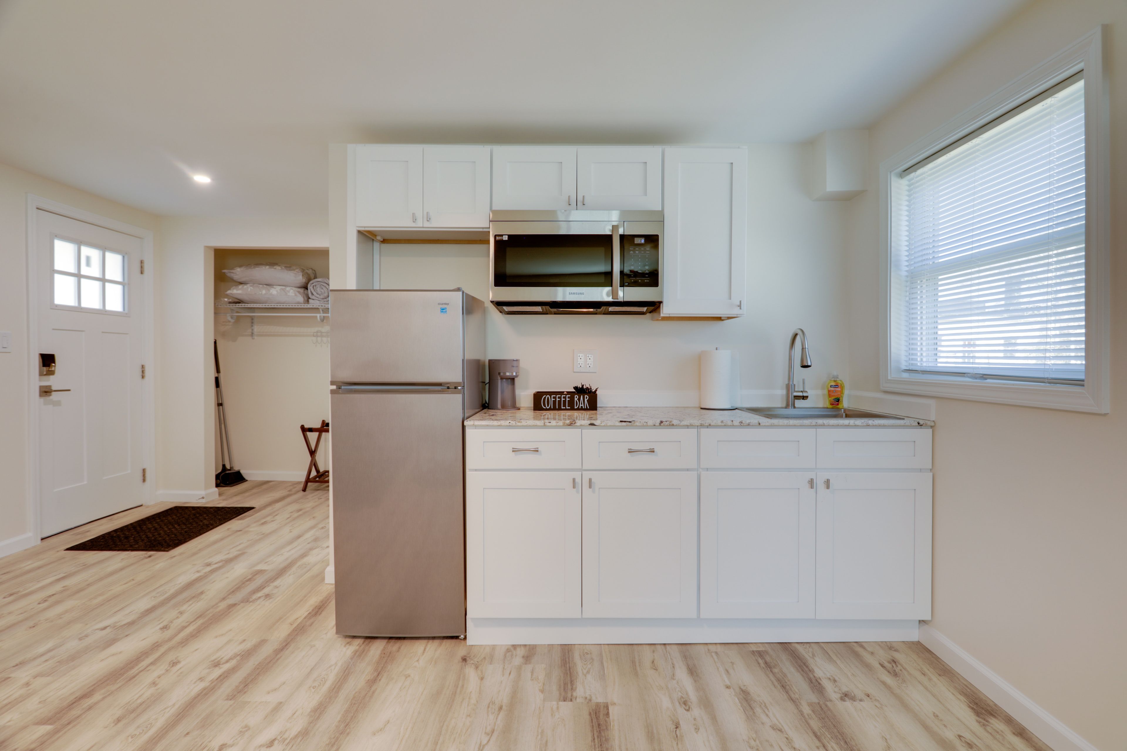 Kitchenette | Single-Story Apartment | Central Heating & A/C