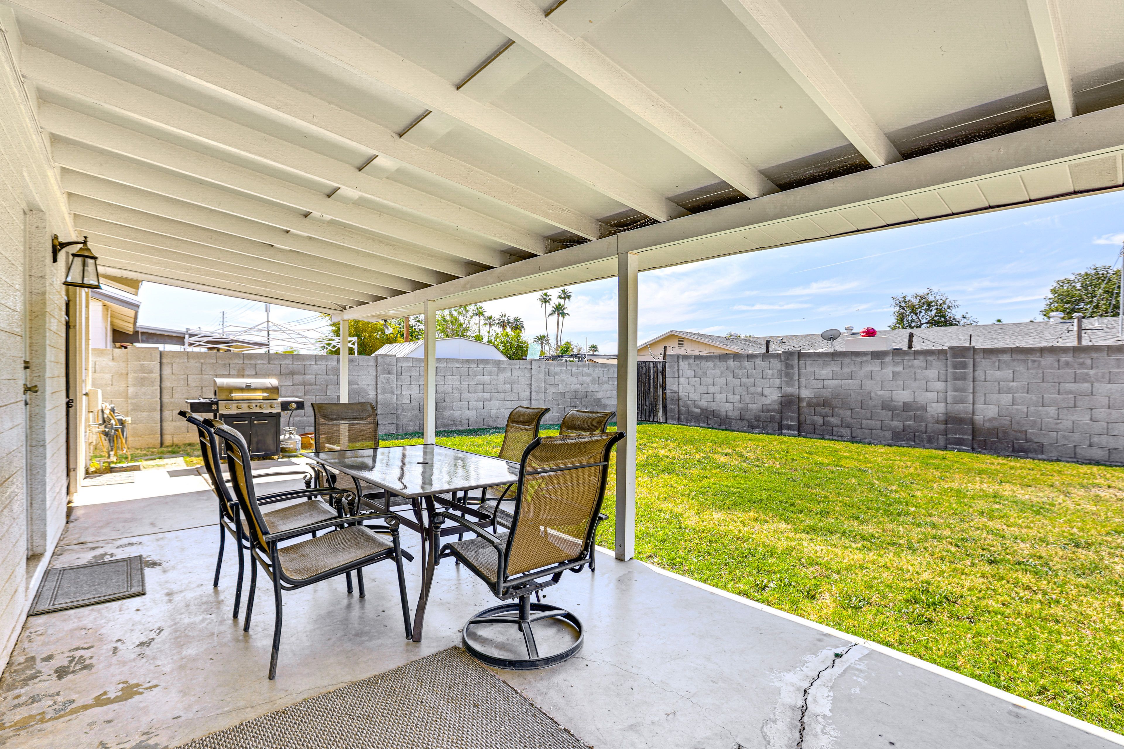 Covered Patio | Gas Grill | Single-Story Home
