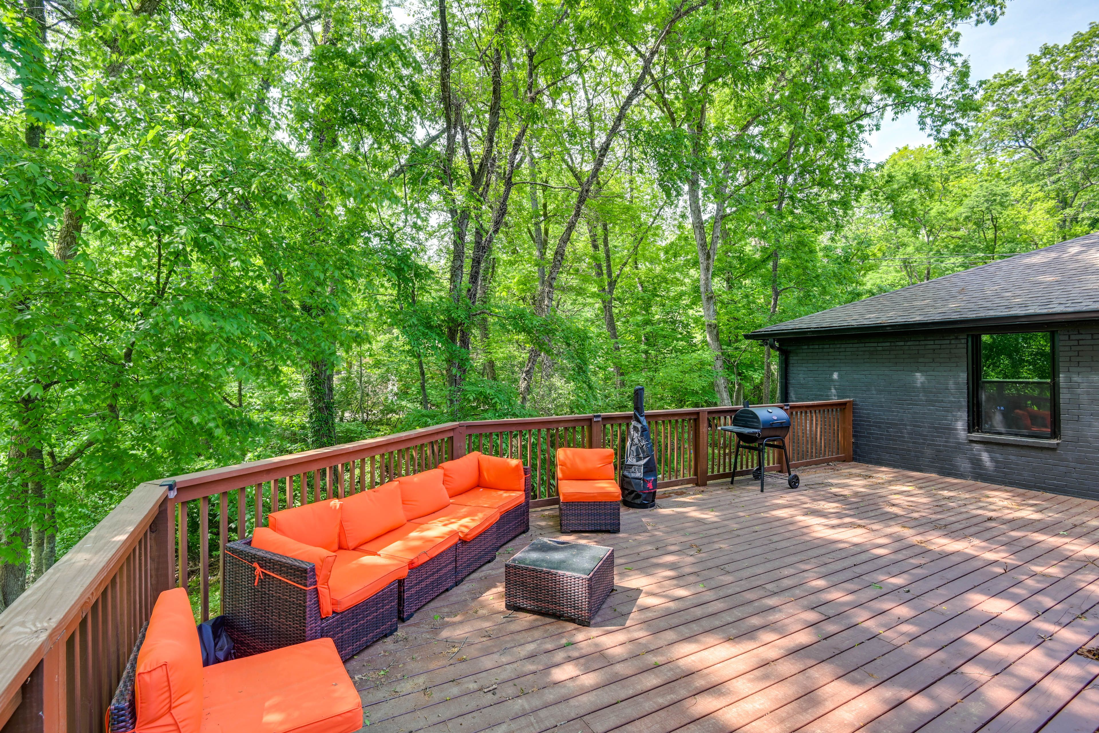Wraparound Deck | Charcoal Grill | Lounge Seating