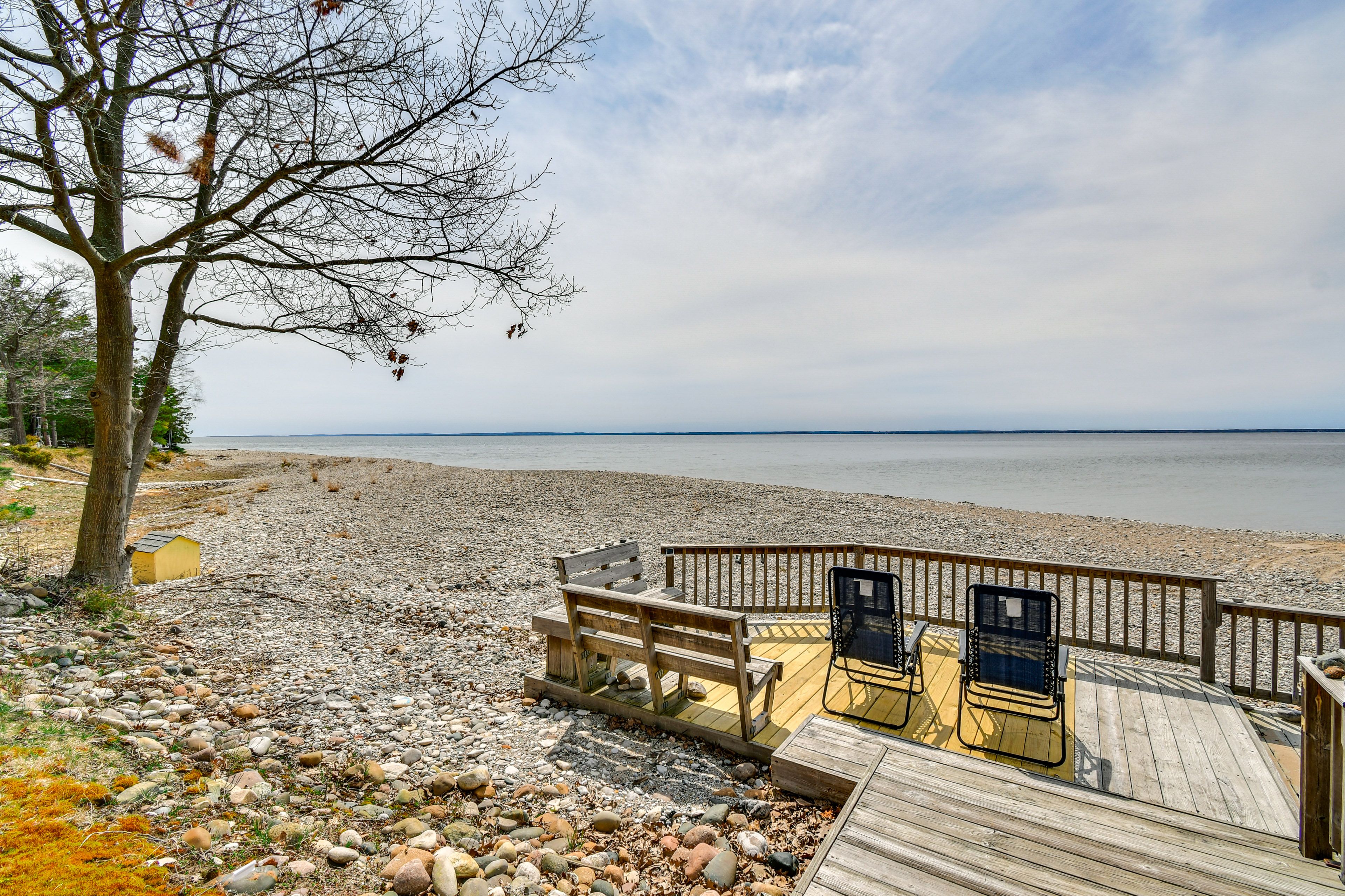Cottage Exterior | Furnished Decks | Lake Views & Access | Private Beach