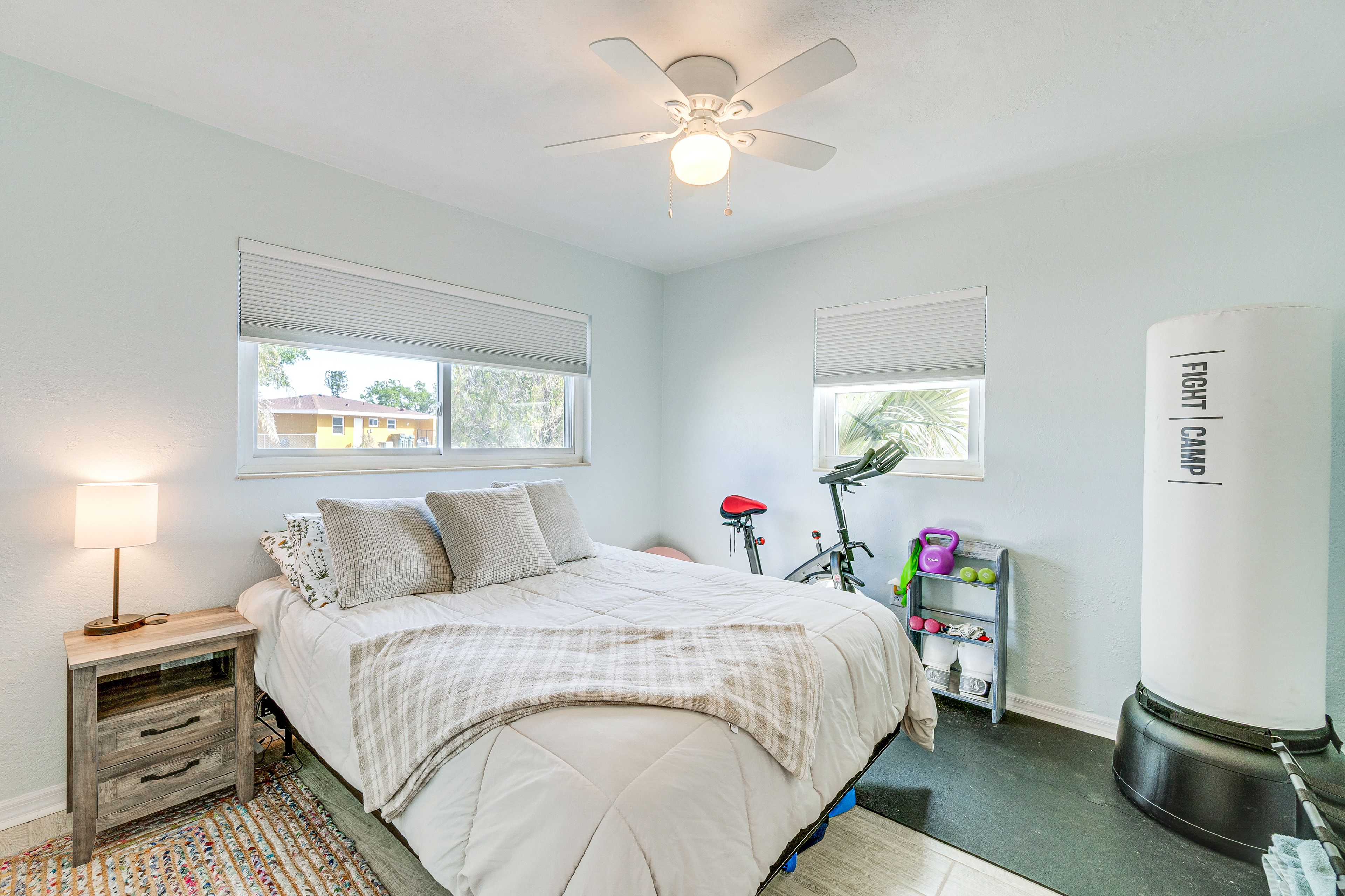 Bedroom 2 | Queen Bed | Home Gym Equipment