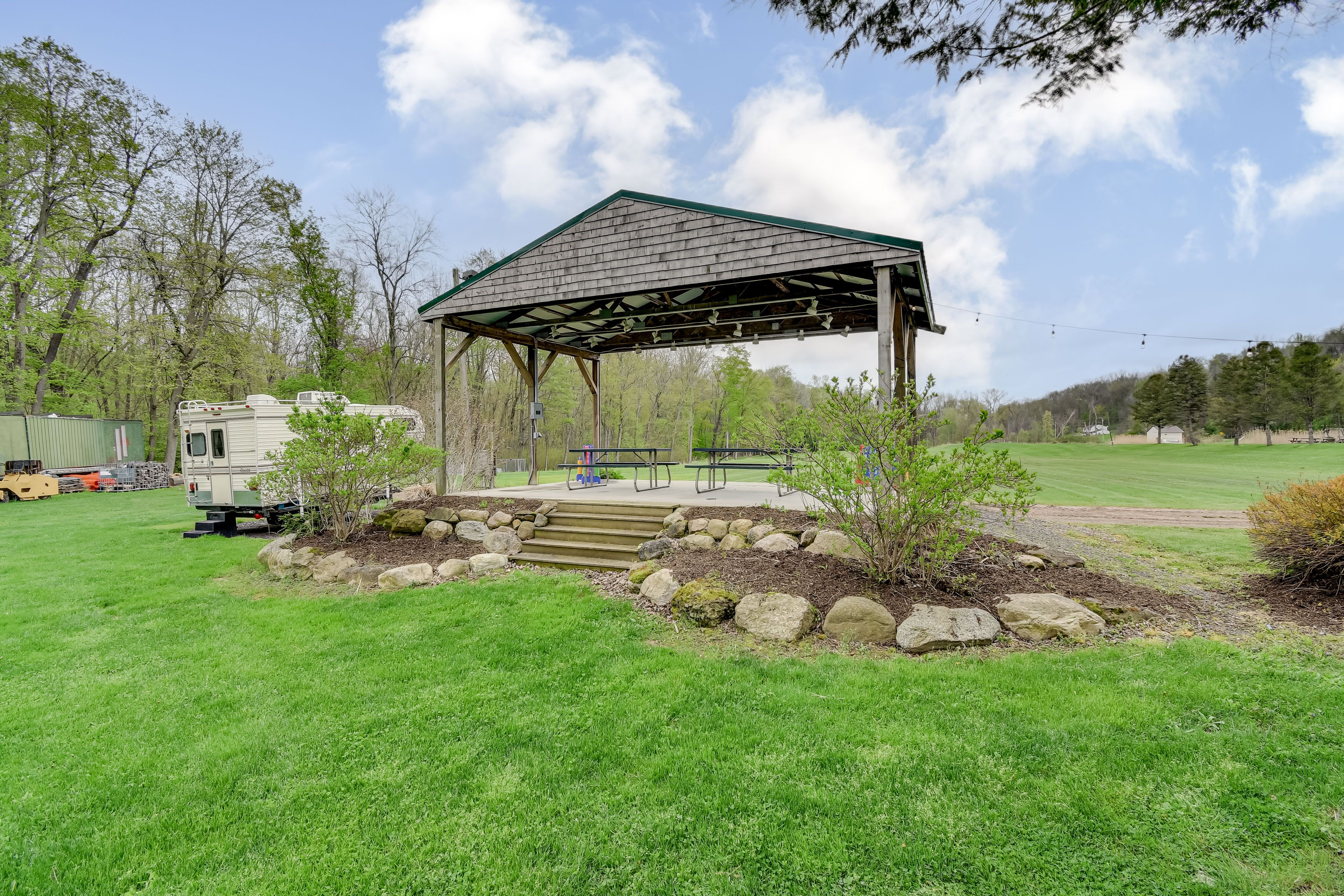 House Exterior | Gazebo w/ Picnic Tables