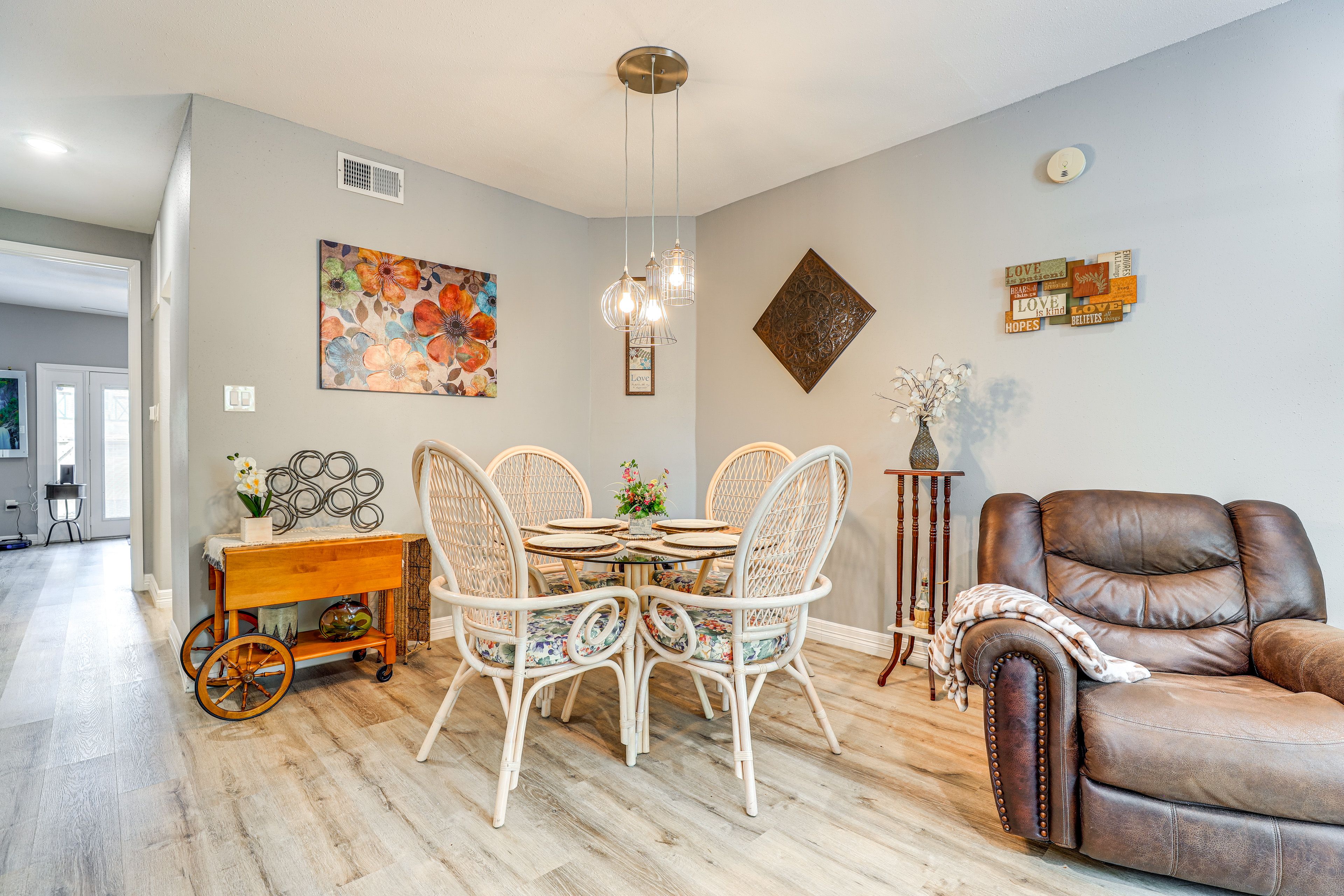 Dining Area | Dishware & Flatware | Central A/C & Heat | 1st Floor