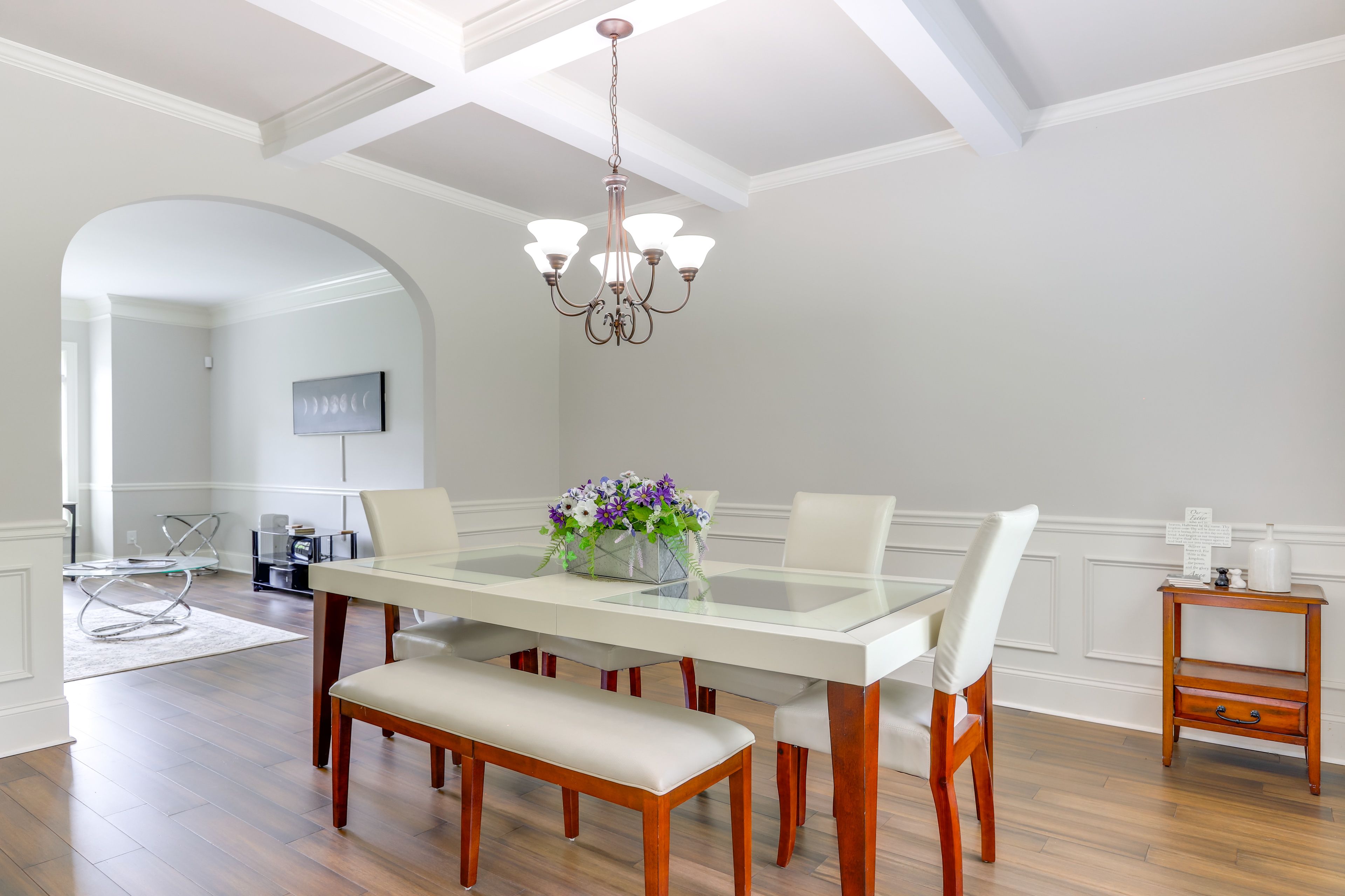 Dining Area | Dishware & Flatware | Central A/C & Heat | 1st Floor