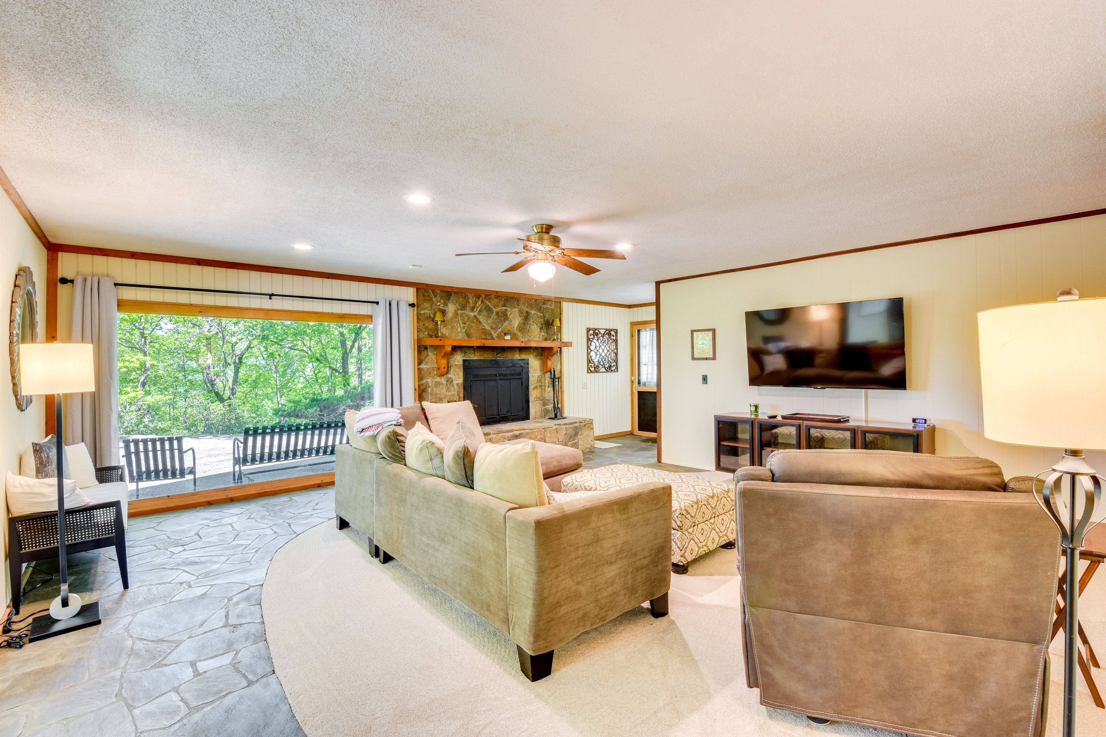 Living Room | Central A/C & Heating | Single-Story Home