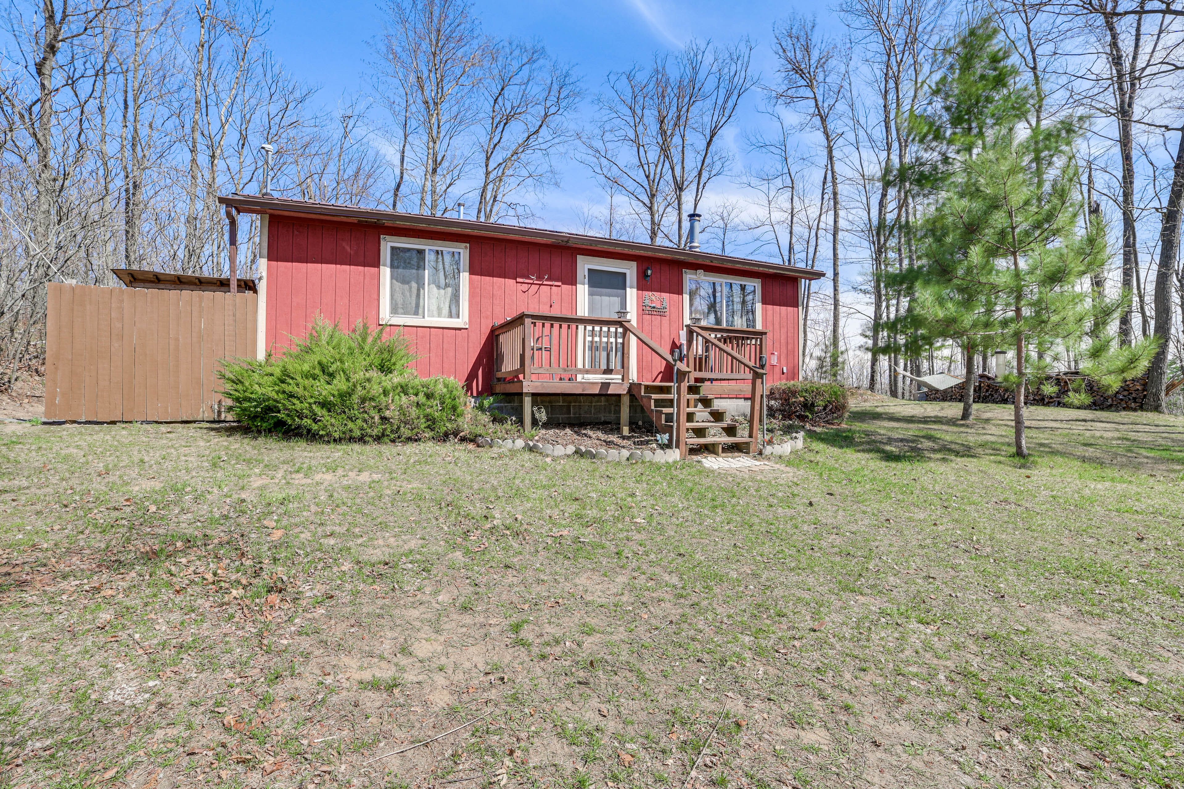 Property Exterior | Single-Story Cabin | Spacious Yard