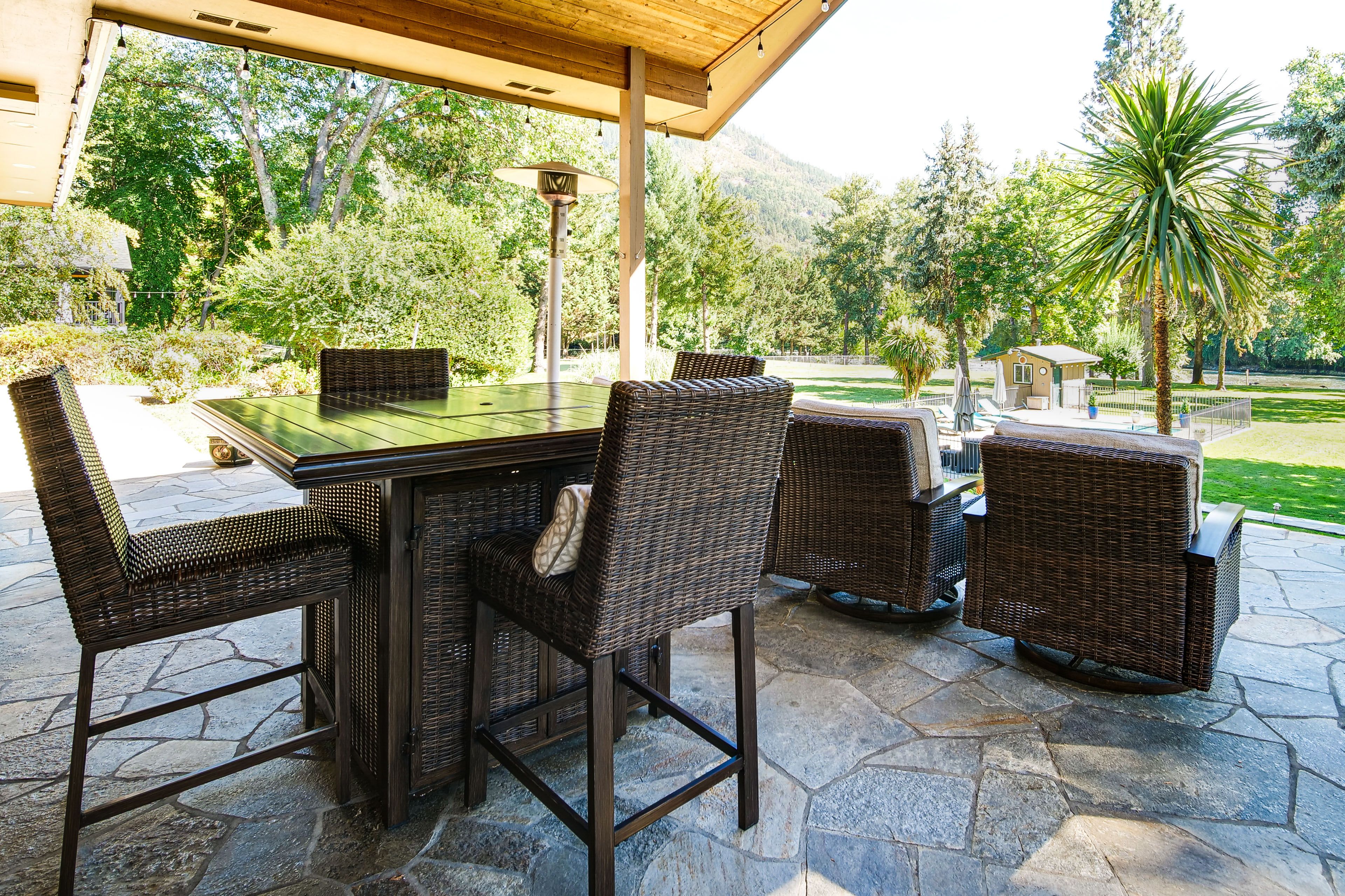 Furnished Patio | Outdoor Dining | Pool & River Views