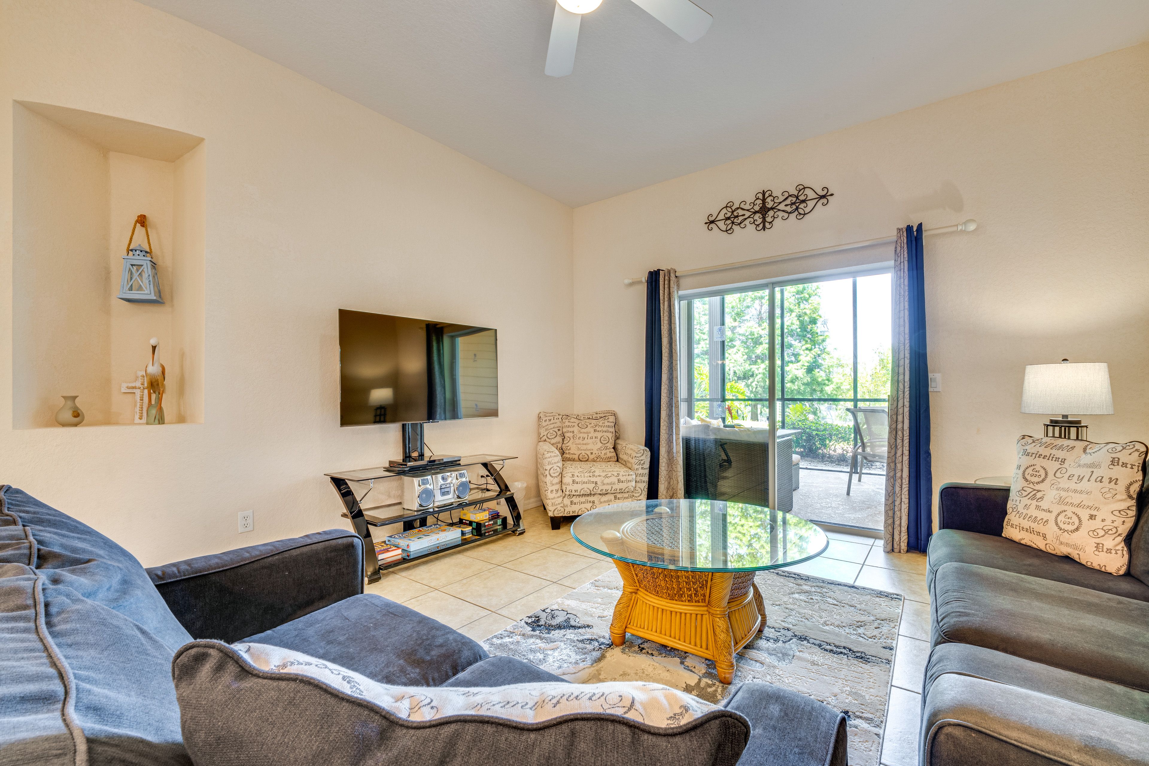 Living Room | Single-Story Condo | Central A/C & Heat | Full Sleeper Sofa