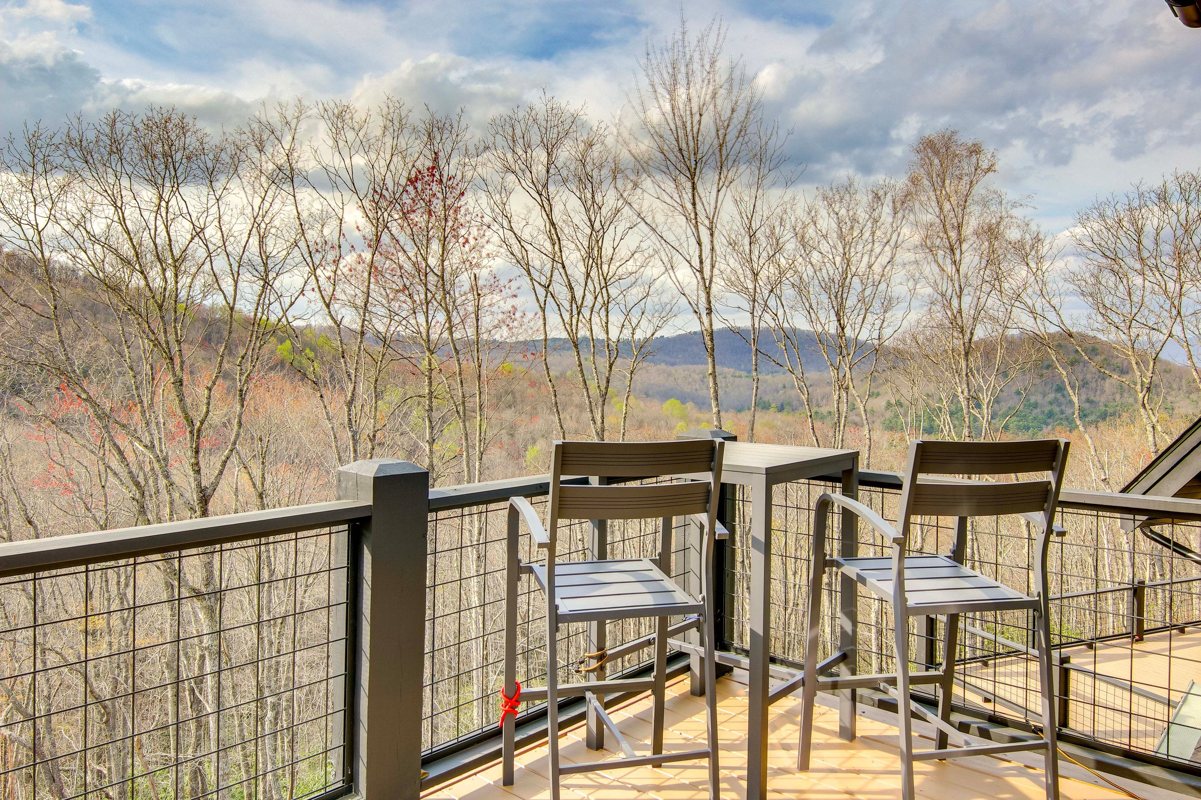 Deck | Bistro Set | Mountain Views