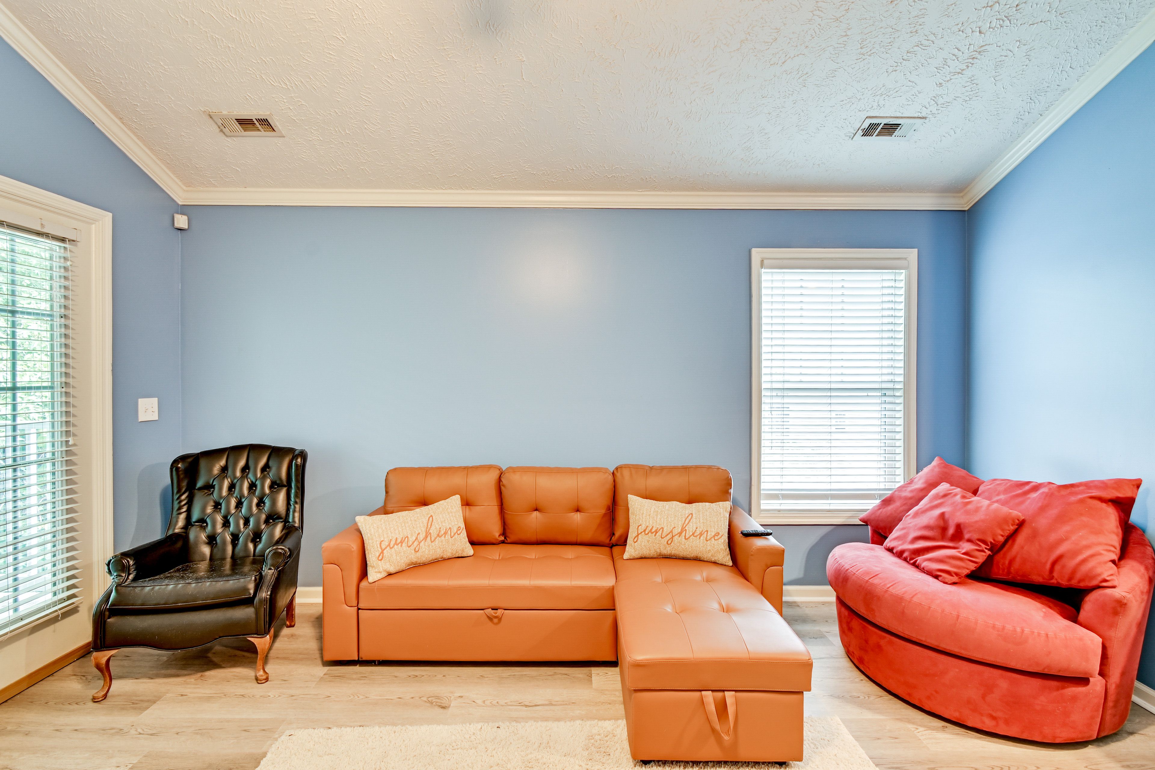 Living Room | Gas Fireplace | Smart TV | Full Sleeper Sofa | Desk Workspace