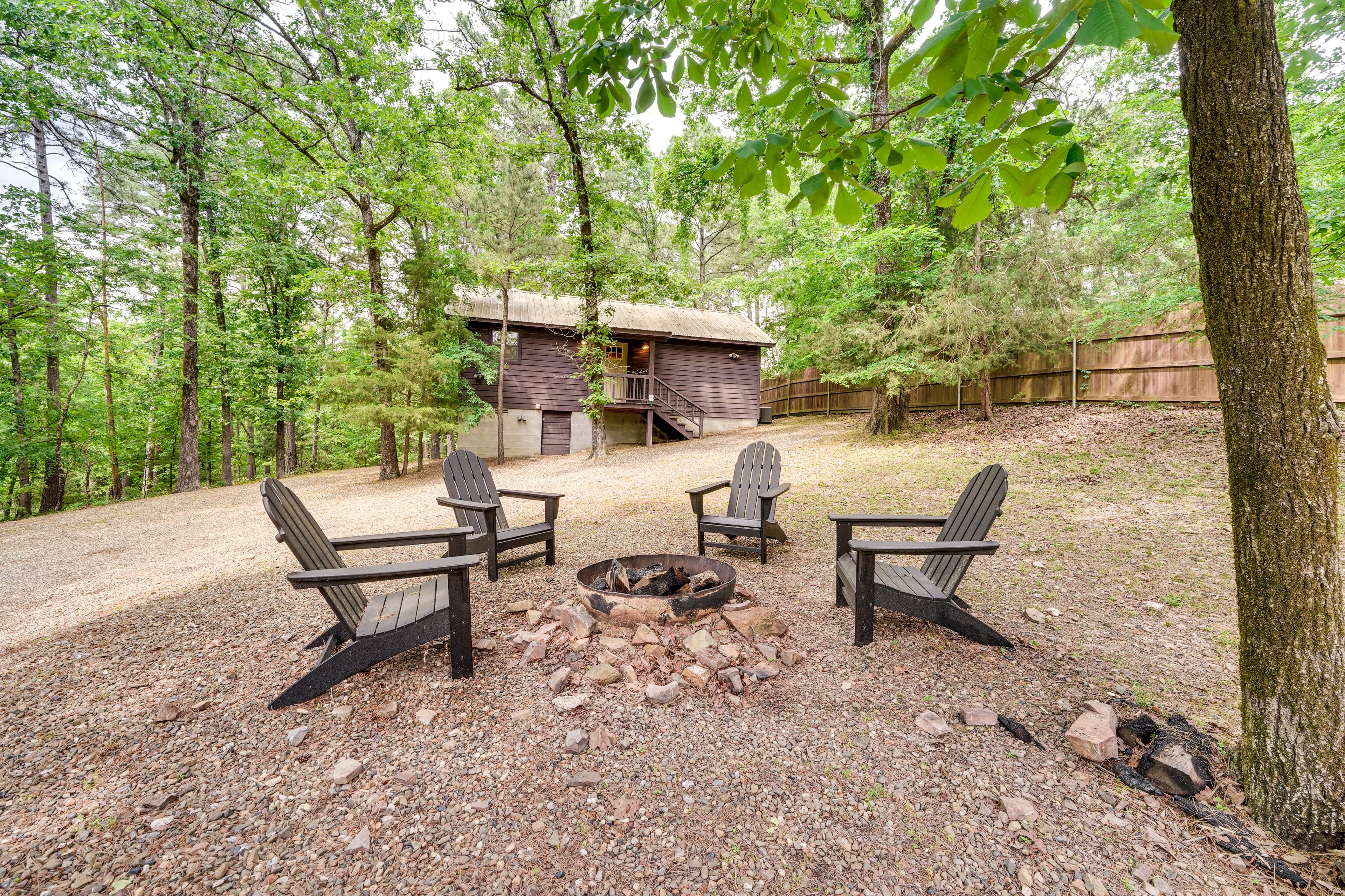 Property Exterior | Single-Story Cabin | Spacious Yard