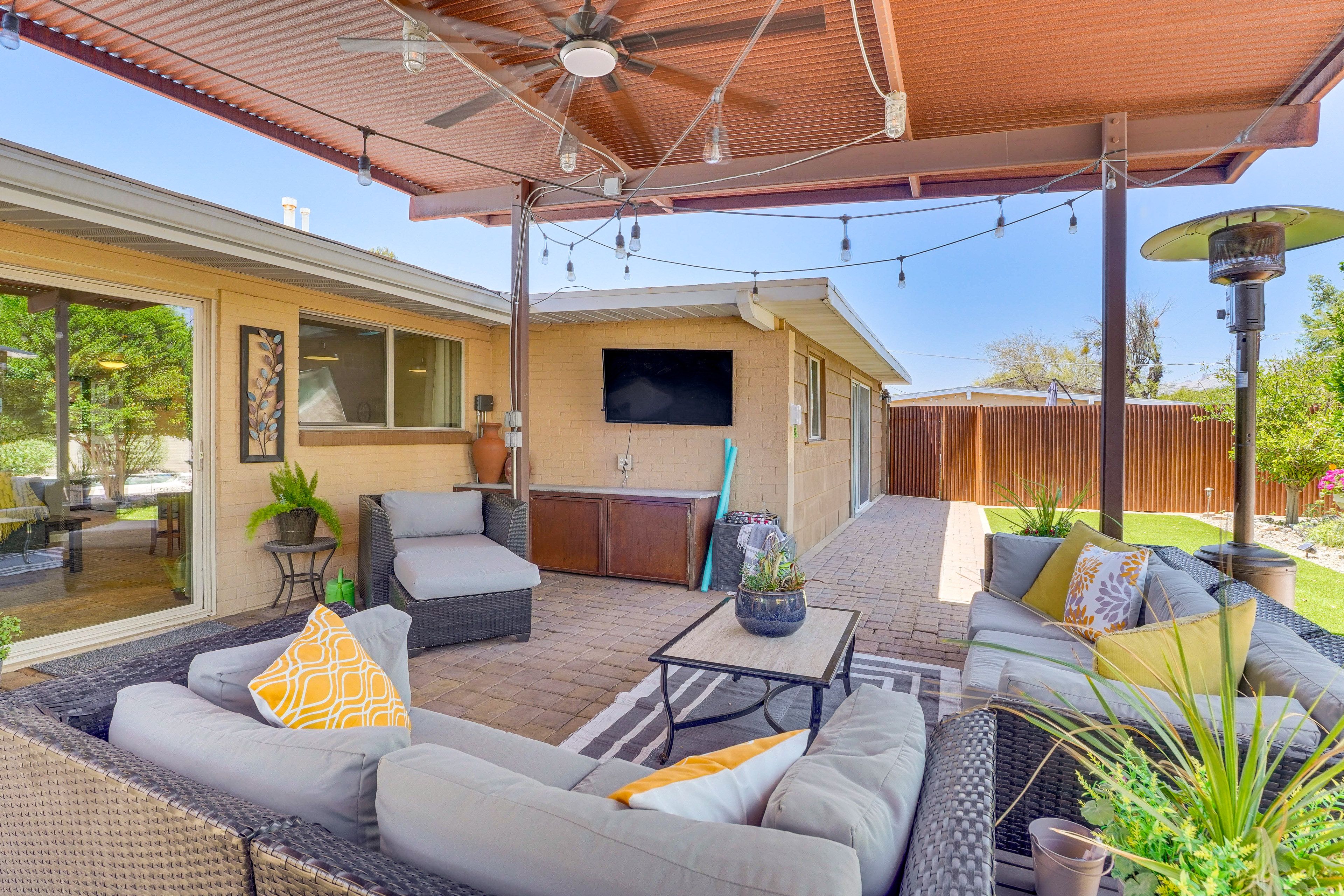Patio | Single-Story Home | Built-In Grill | Cornhole | Dog Stroller & Backpack