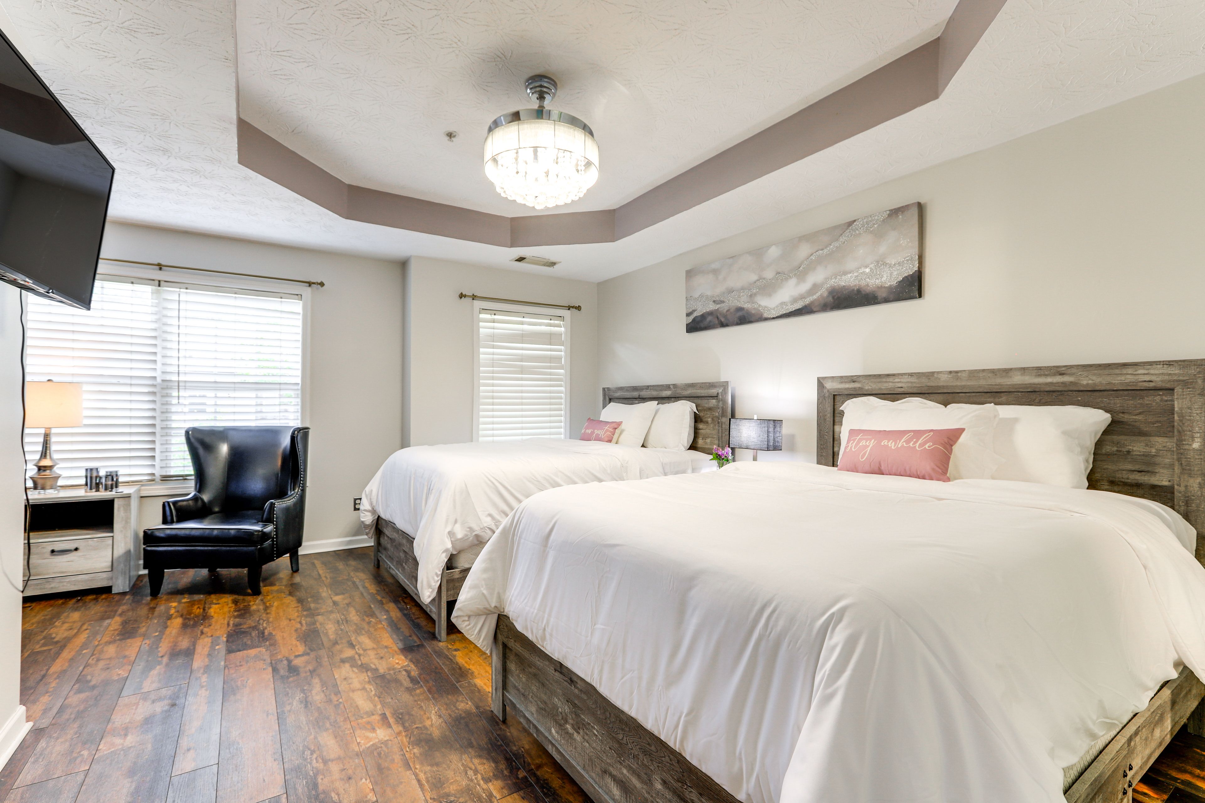 Bedroom 2 | 2nd Floor | 2 Queen Beds | En-Suite Bathroom | Balcony Access