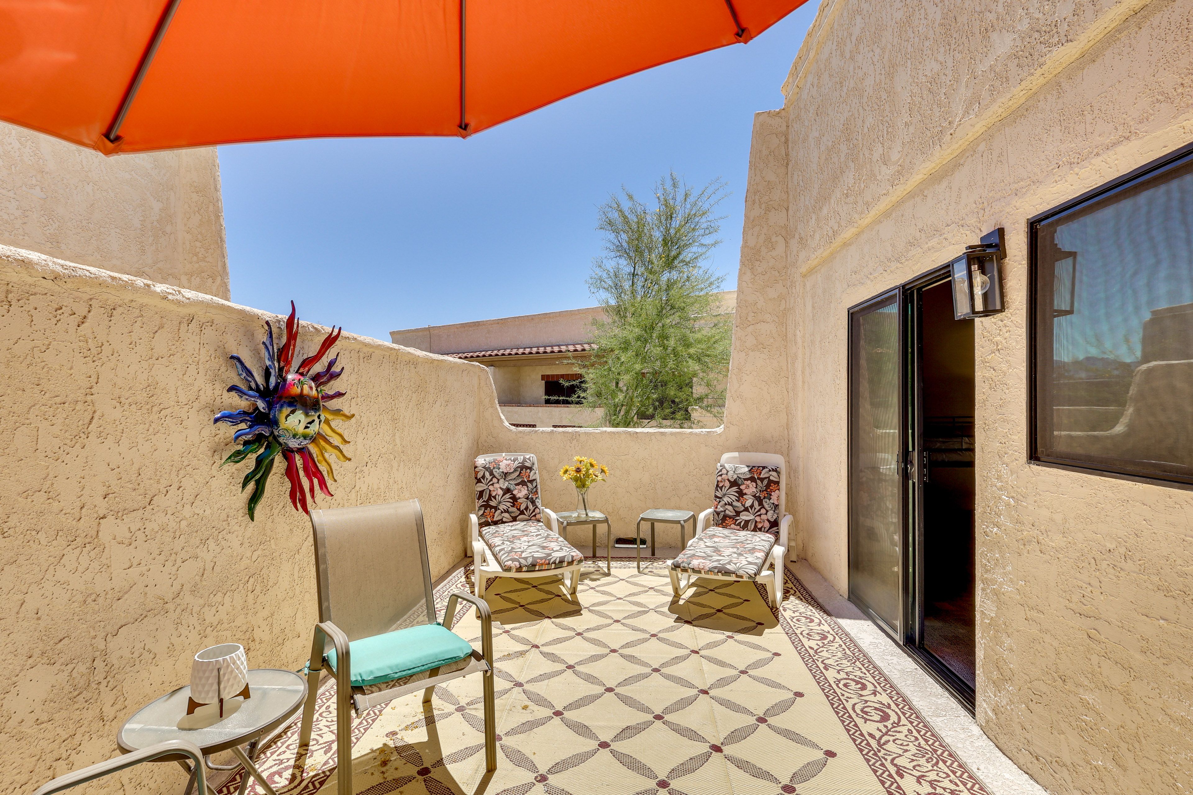 Balcony | Gas Grill | 2-Story Condo