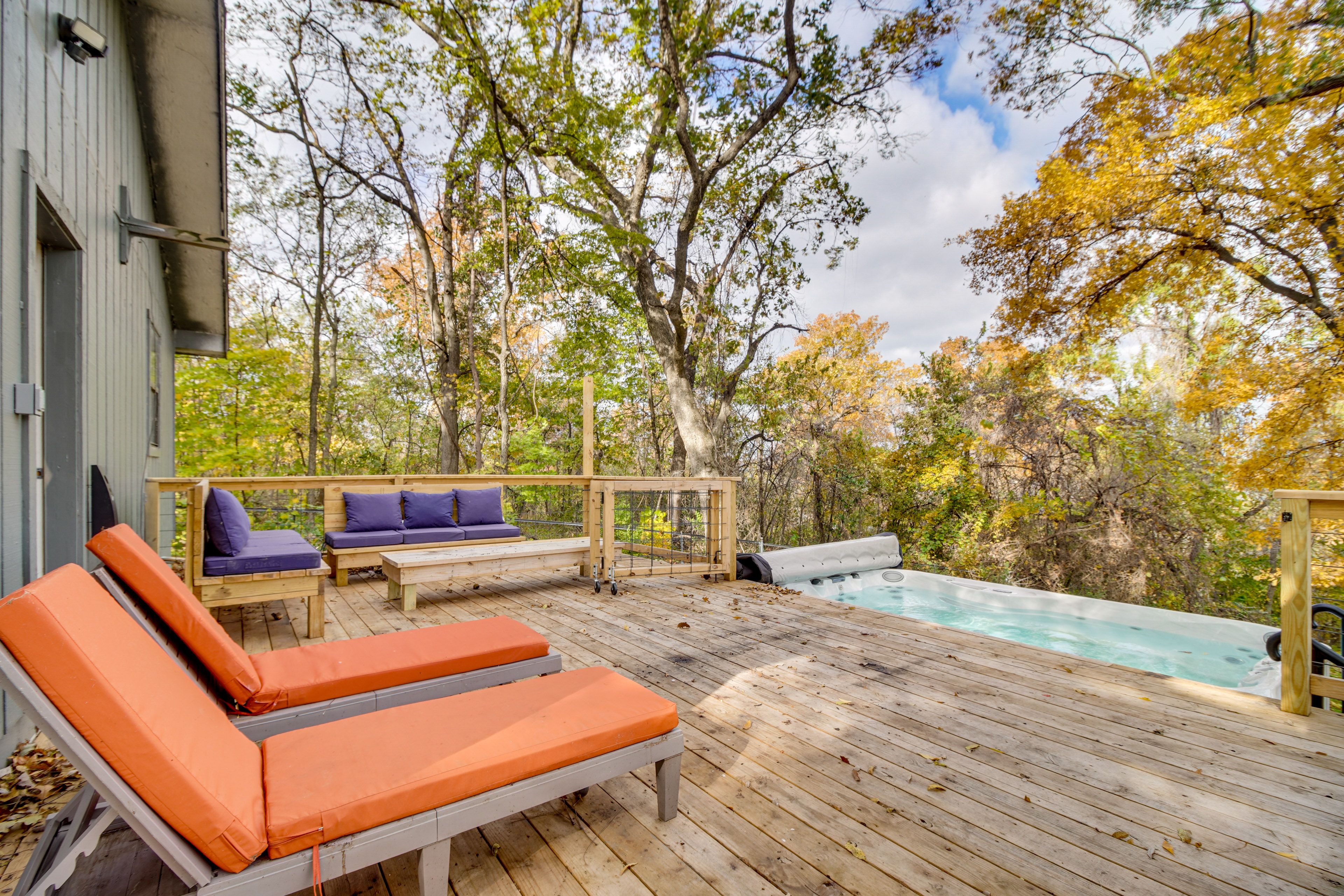 9-Person Hot Tub/Swim Spa | Deck w/ Lounge Chairs | Lakefront View