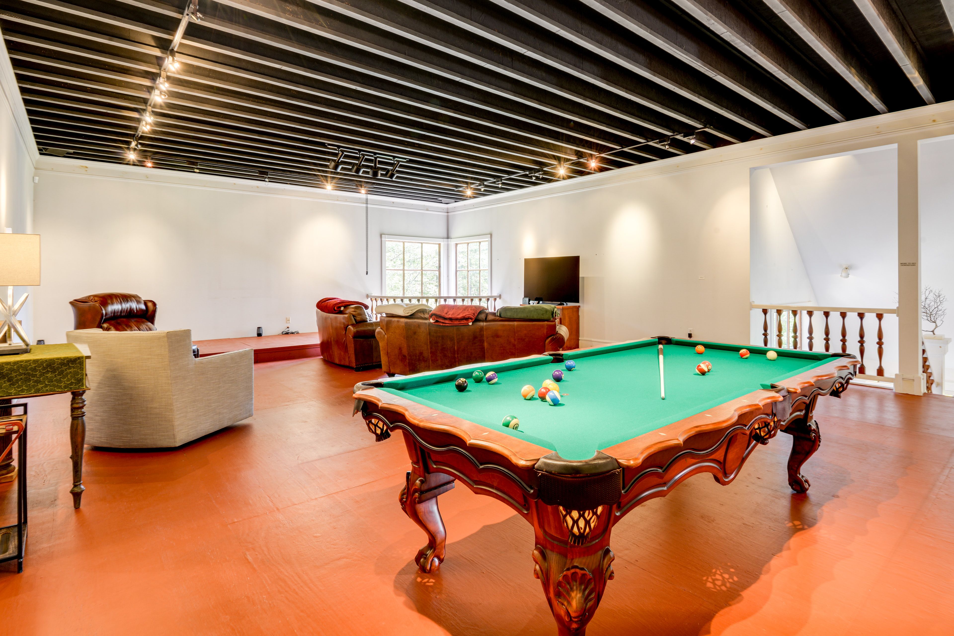Living Area | Attached Building | 2nd Floor | Pool Table | Smart TV