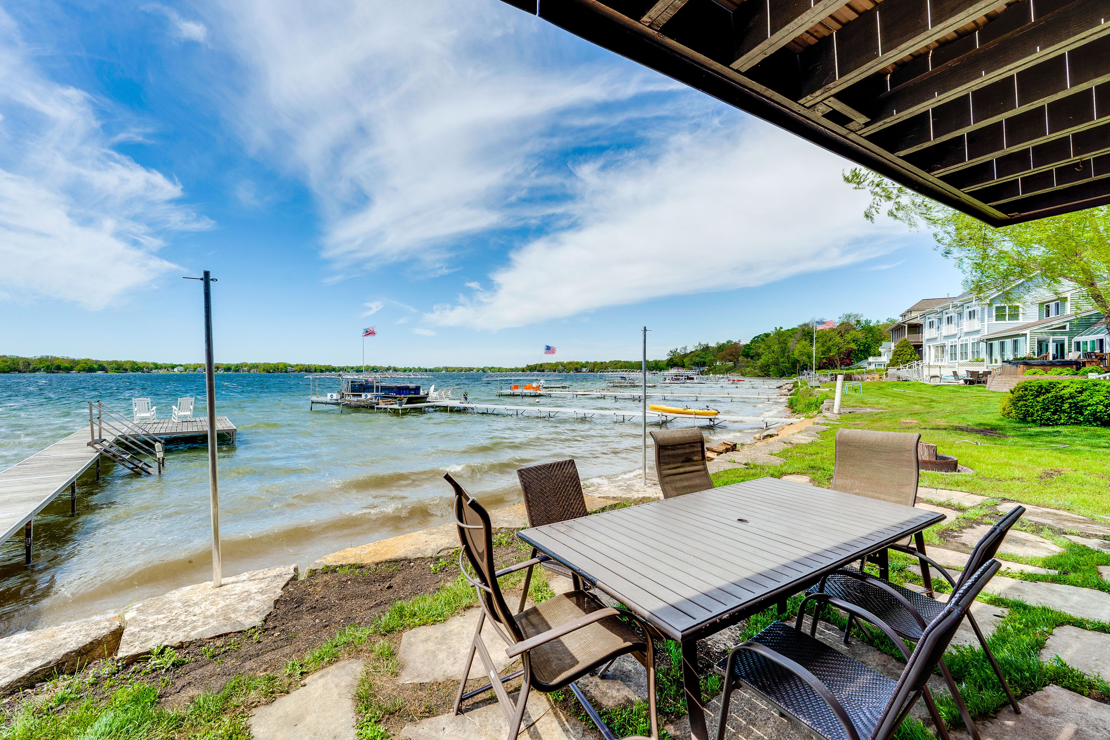 Private Patio | Lake Views | Dining Area