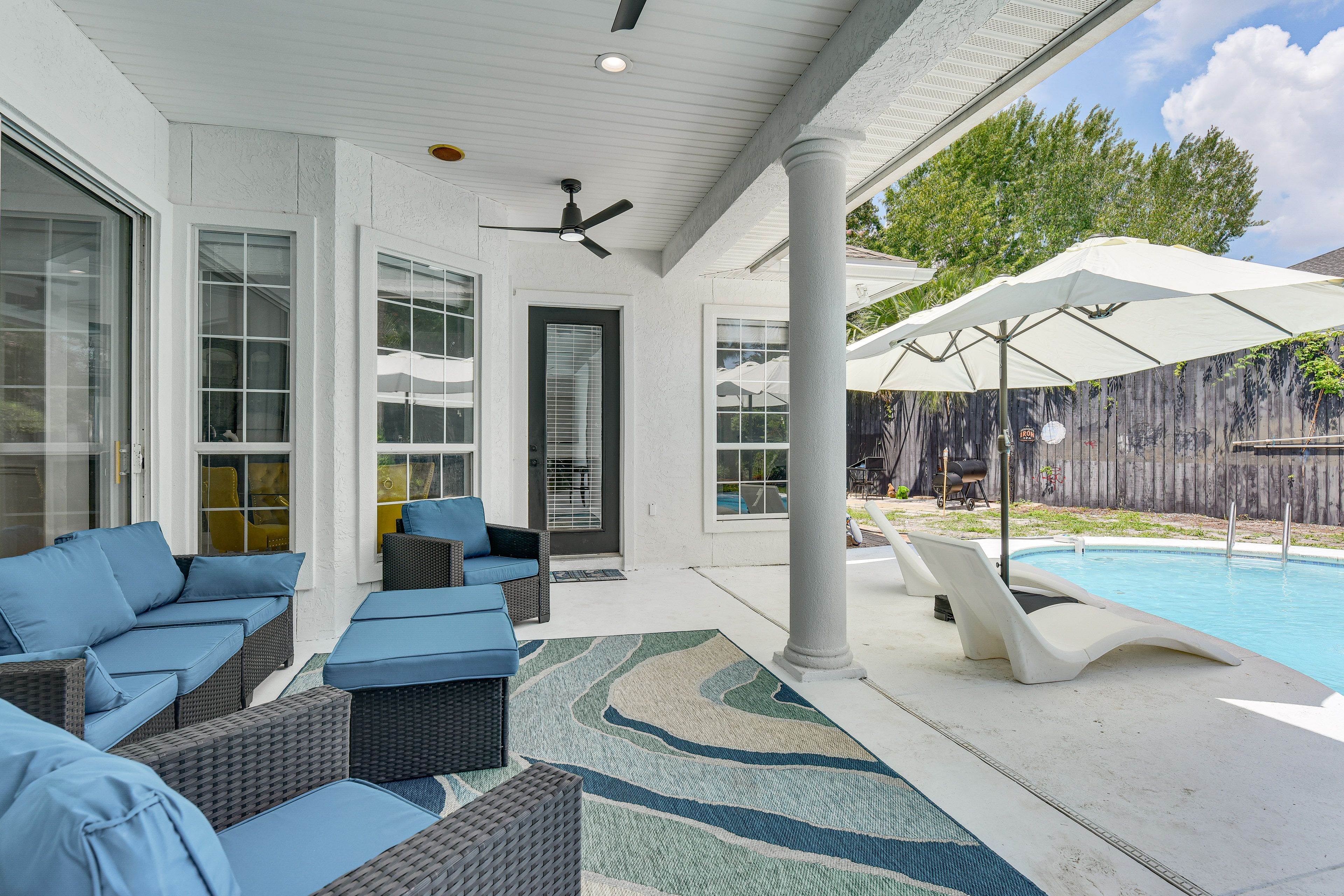 Covered Patio | Fenced-In Yard | 8 Mi to Pier Park