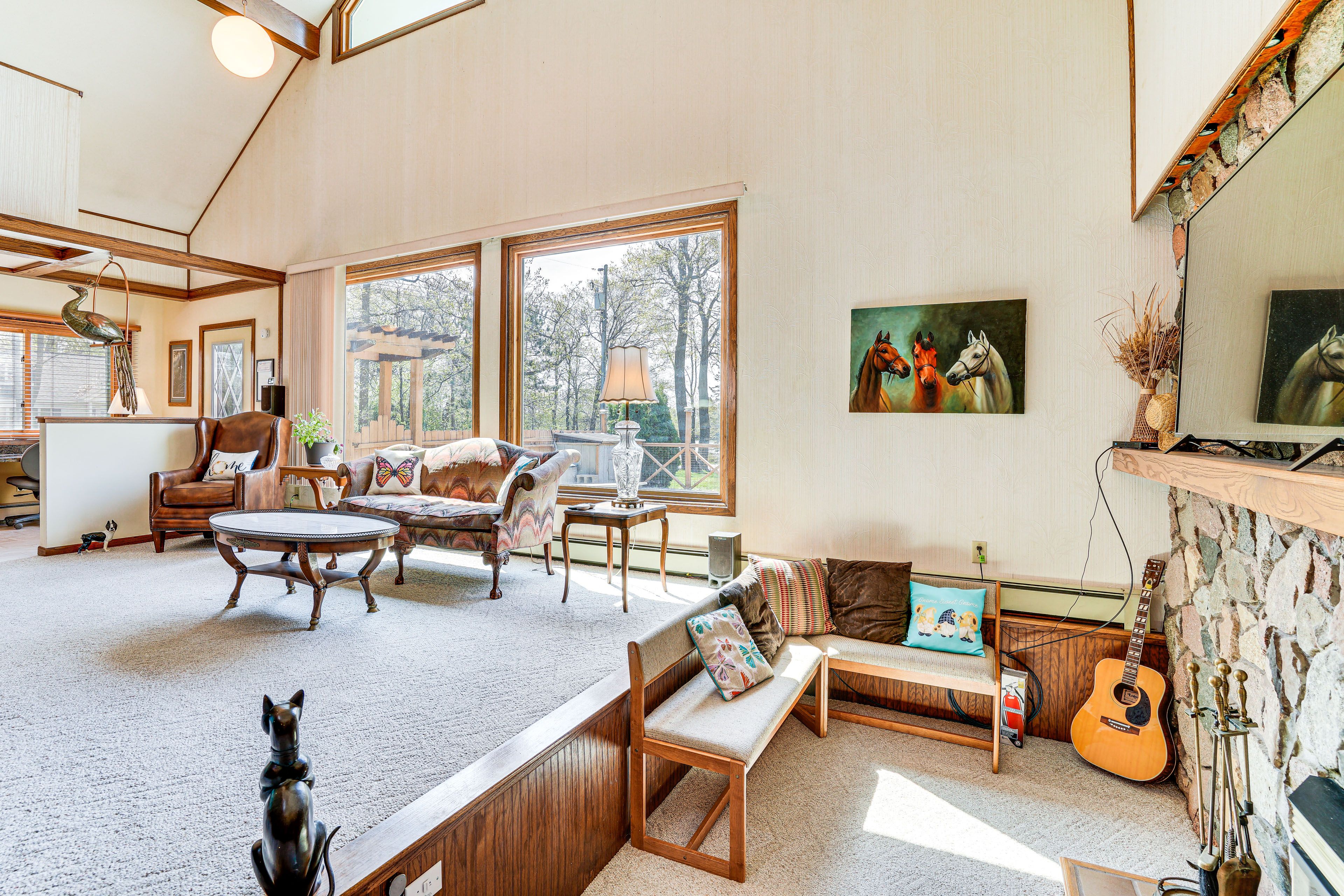 Living Area | Conversation Pit w/ Gas Fireplace | Smart TV