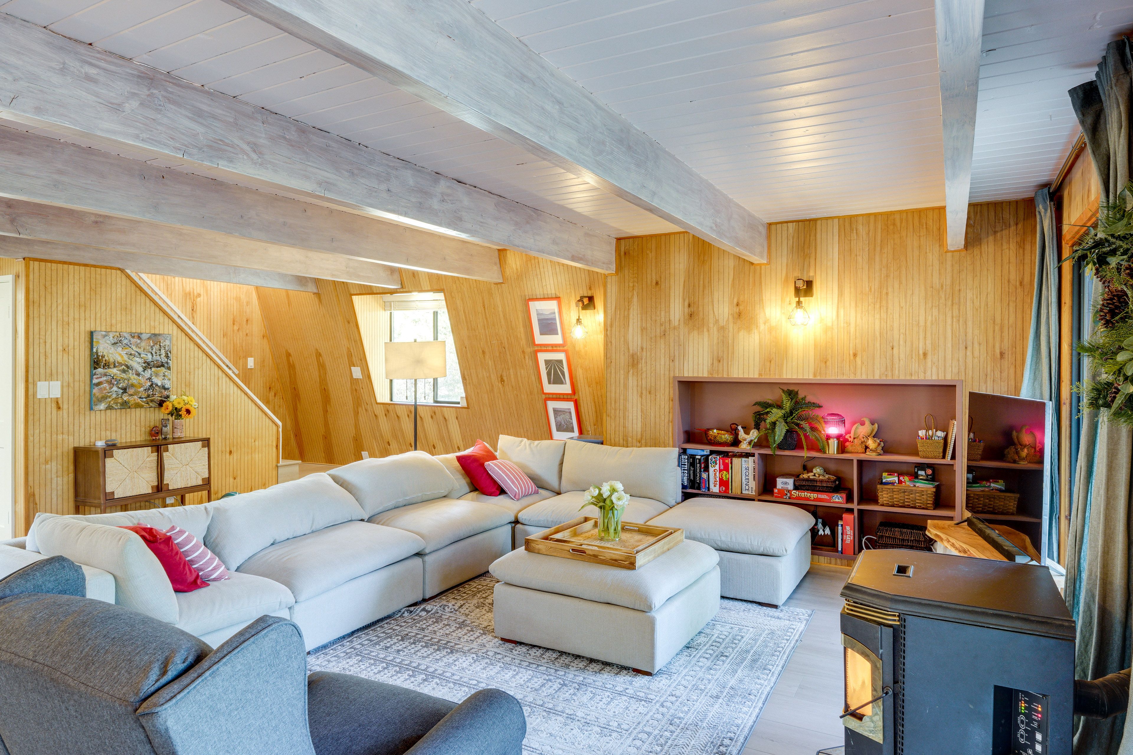 Living Room | 2-Story Cabin | Pellet Stove | 1st Floor